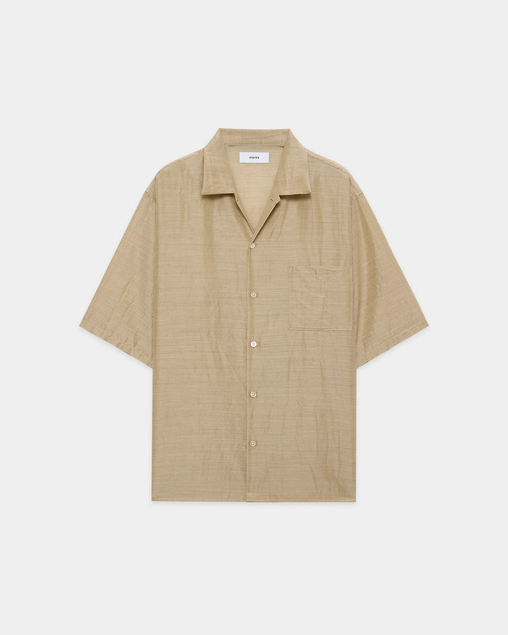 ウールシルクフェザークロス / オープンカラーS/Sシャツ, Top Beige