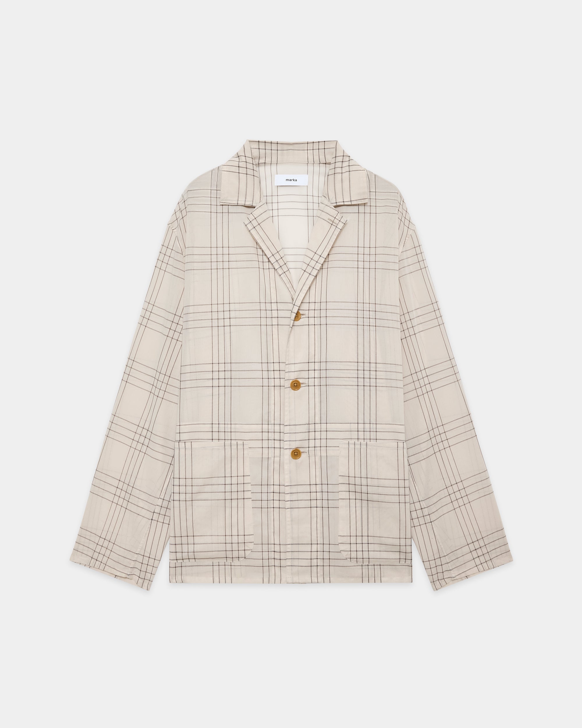 MARKAWARE オーガニック カバーオール ホワイト オーガニックコットン強撚チェックローン / カバーオールシャツ, Ivory