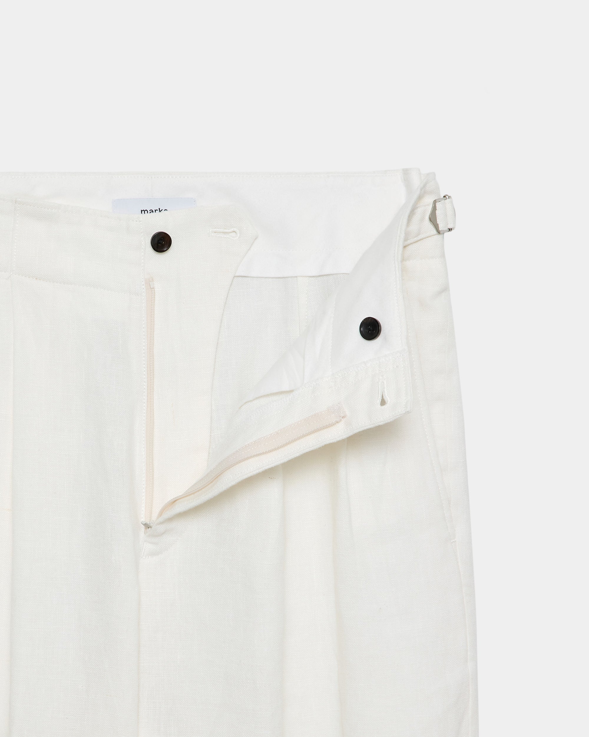 リネンキャンバス / ツータックミリタリートラウザーズ, White