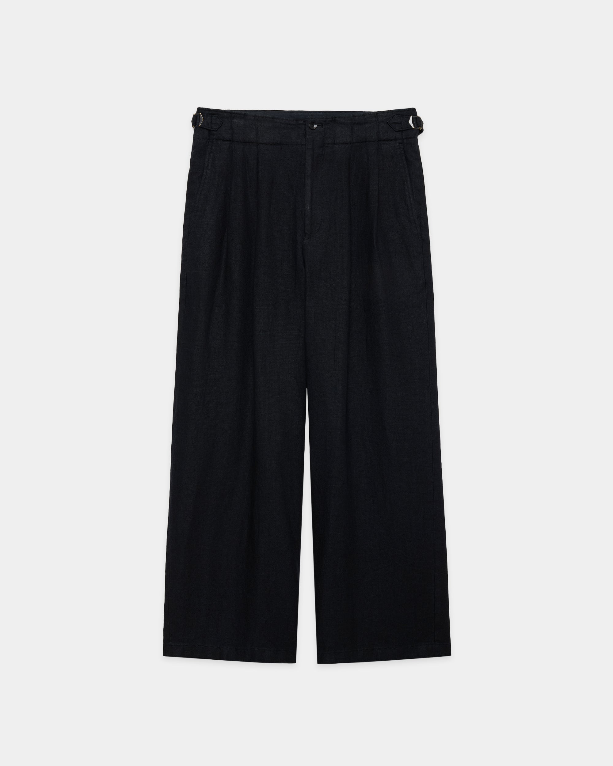 リネンキャンバス / ツータックミリタリートラウザーズ, Black