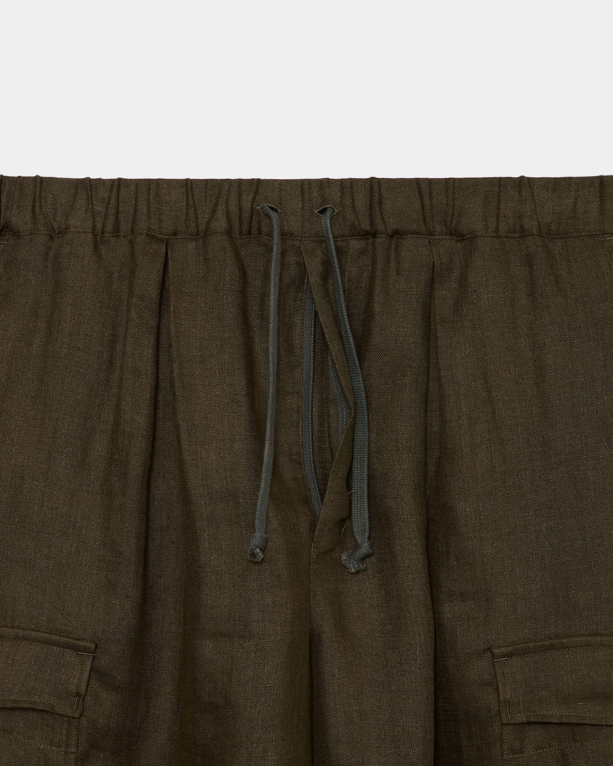 リネンガーゼダブルクロス / ワイドカーゴショーツ, Olive – MARKAWARE