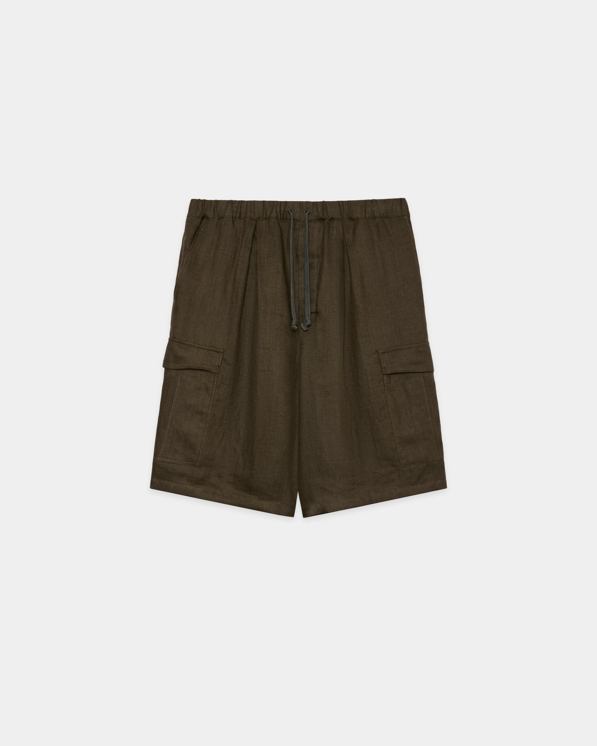 リネンガーゼダブルクロス / ワイドカーゴショーツ, Olive