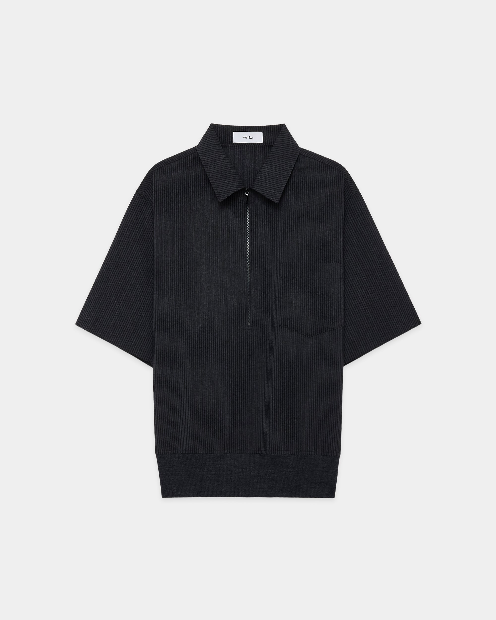 HACHYARDS ブラック ハーフジップ シャツ ウールシアサッカー / ハーフジップシャツ, Black X Gray – MARKAWARE