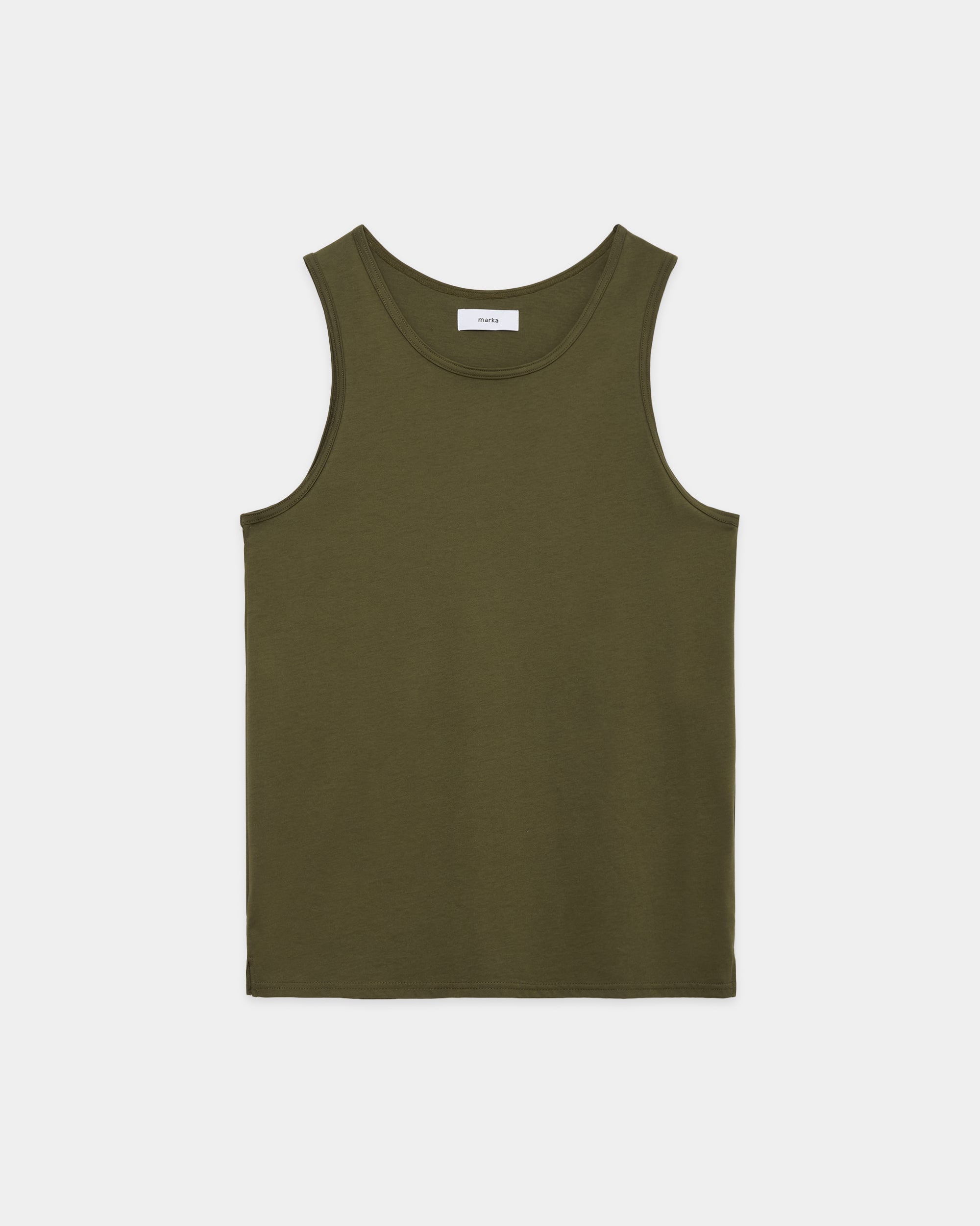 オーガニックコットン72/2強燃天竺 / タンクトップ, Olive – MARKAWARE