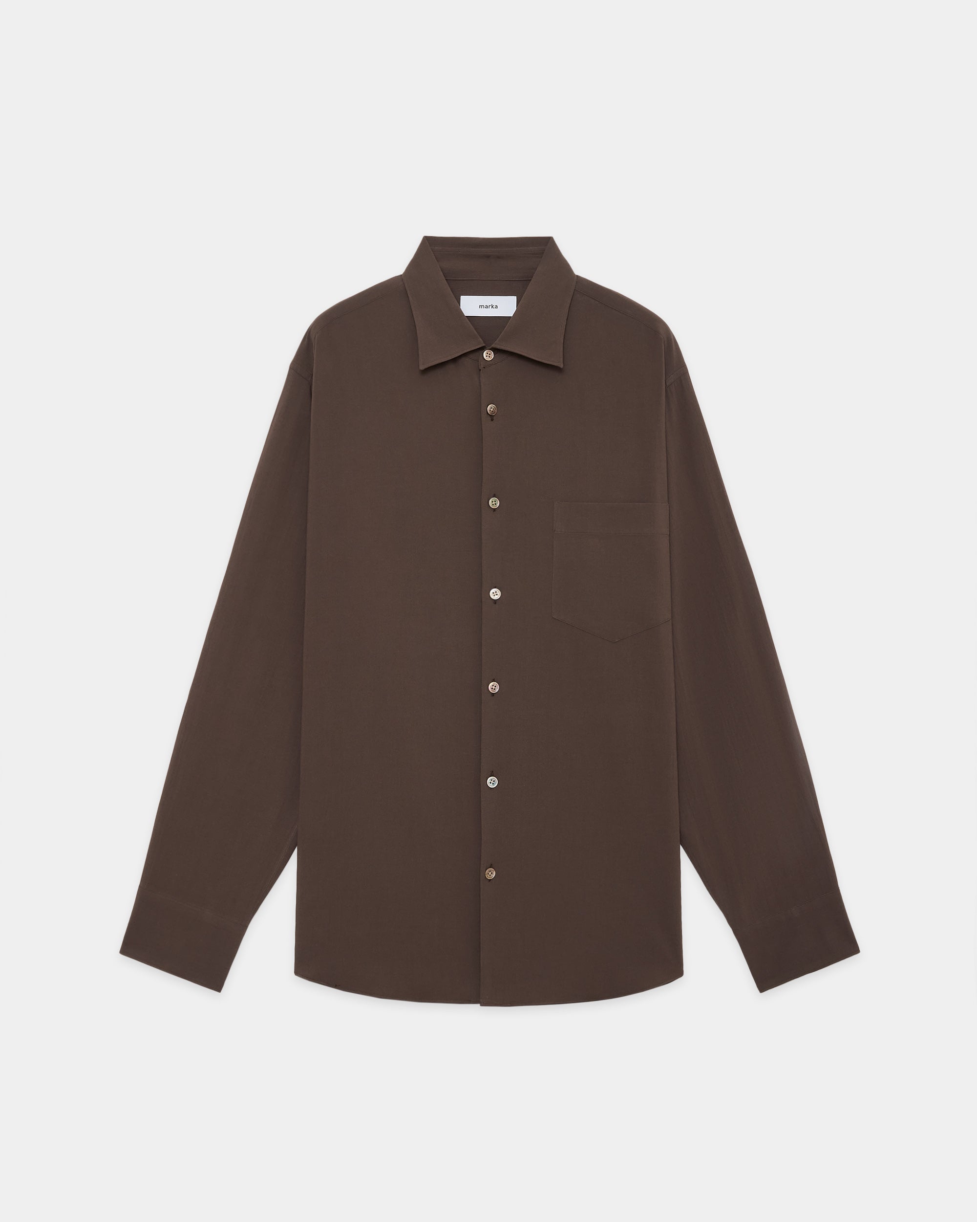 100/2オーガニックコットン強撚ローン / レギュラーカラーシャツ, Brown