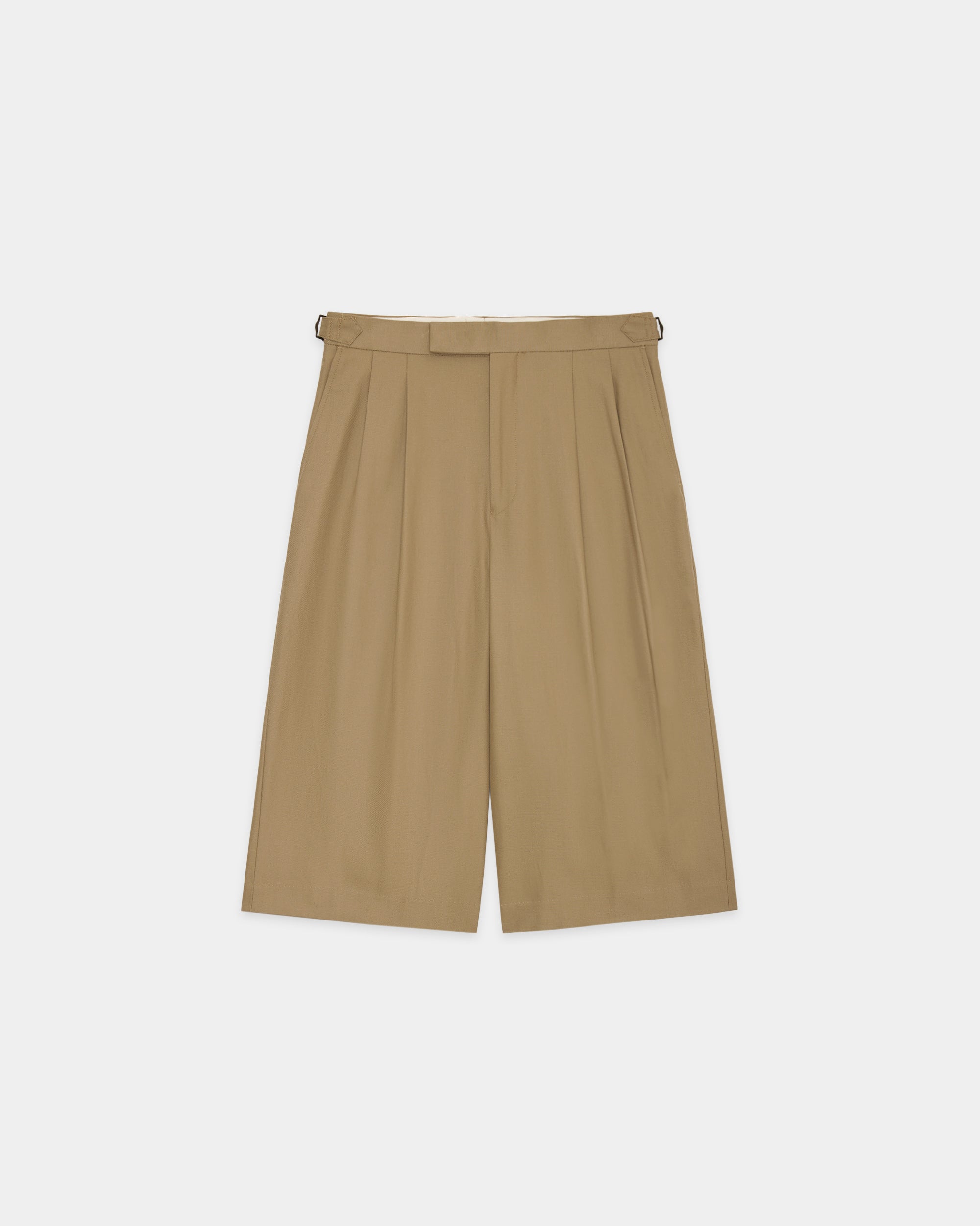 オーガニックコットン強撚ギャバジン / ツータッククロップドトラウザーズ, Beige