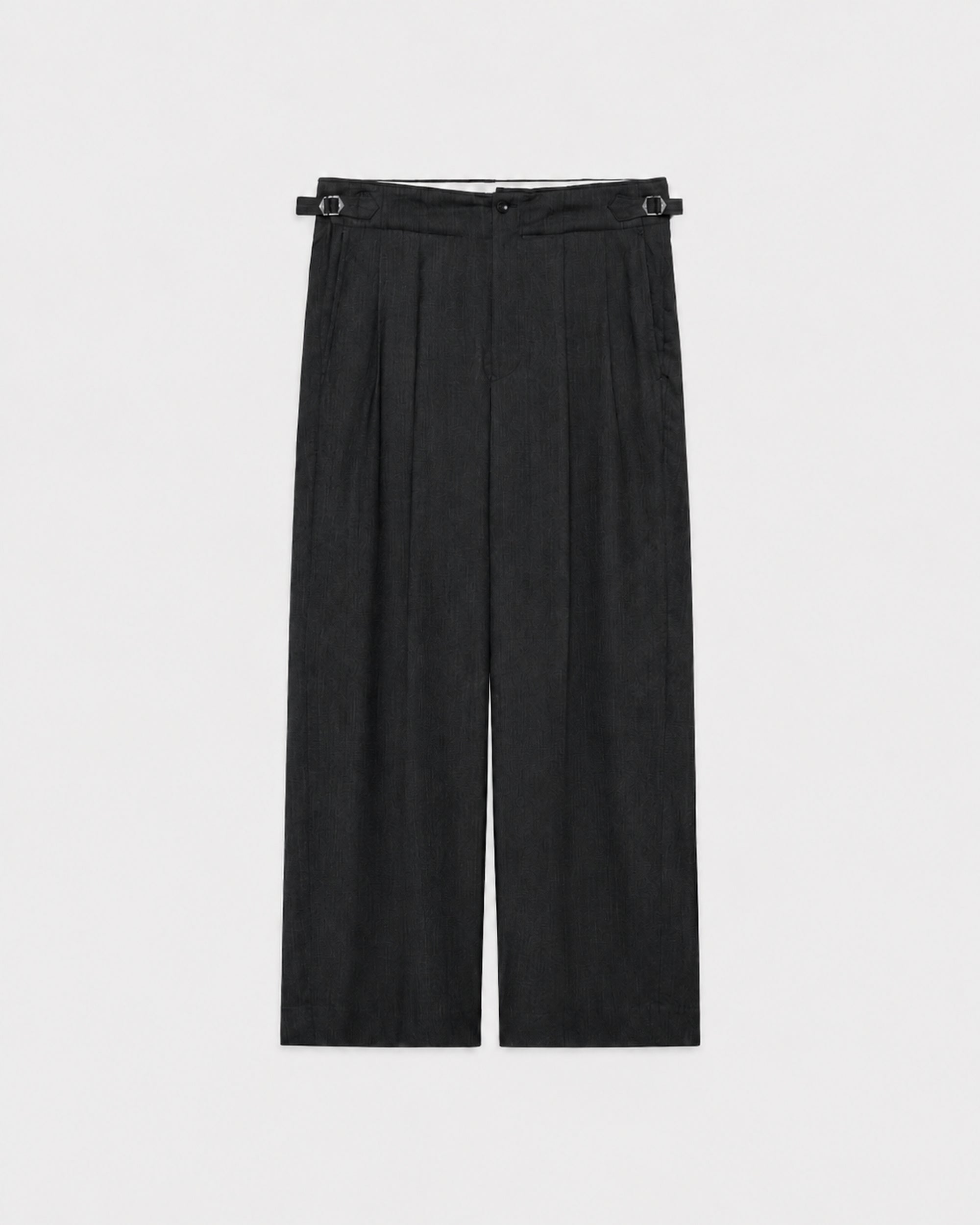 【PARKING Special Order】2/60 Wool Tropical Melange / Double Pleated Military Trousers, Charcoal