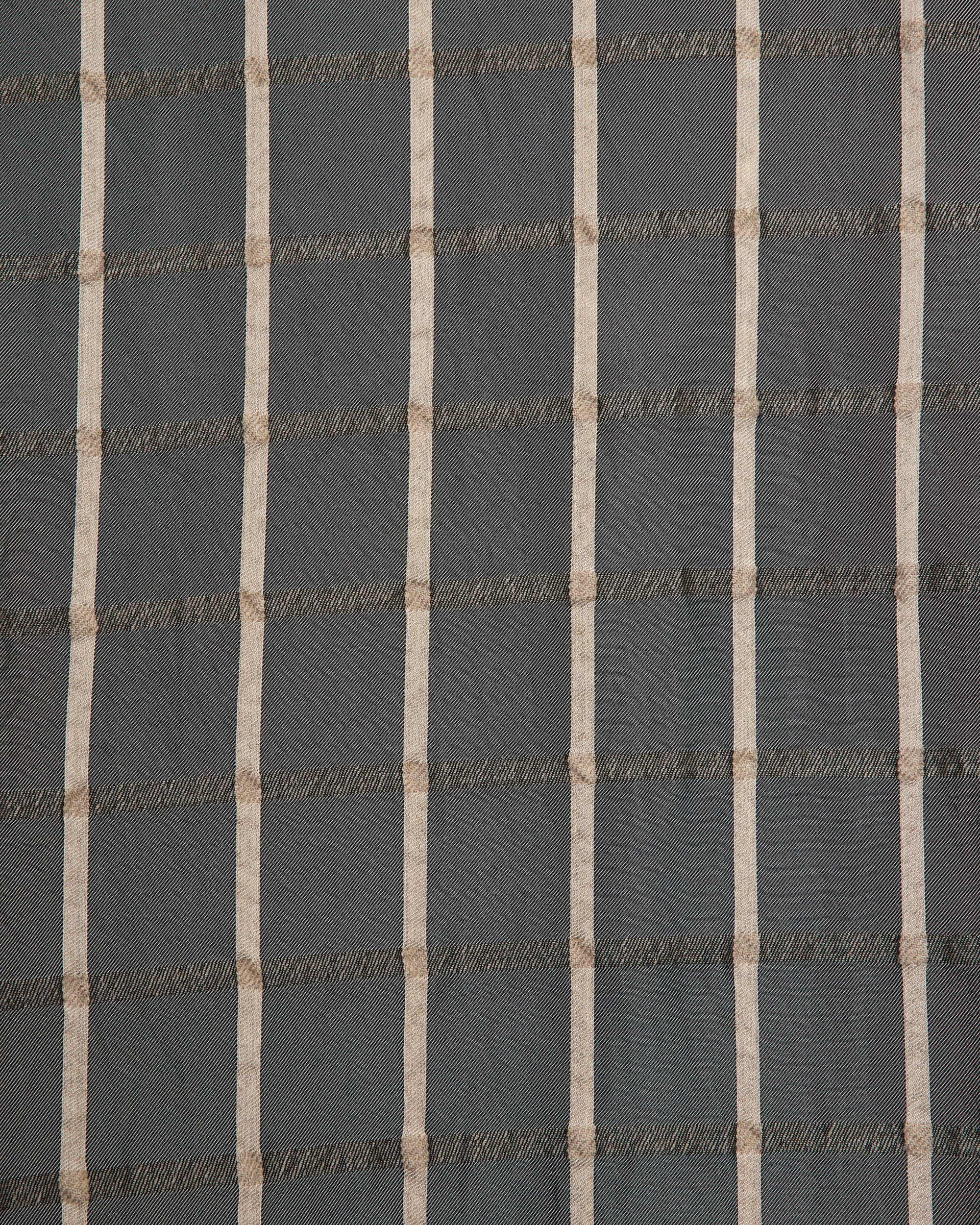 Cupra/Wool Twill / Open Collar S/S Shirt, Gray Check