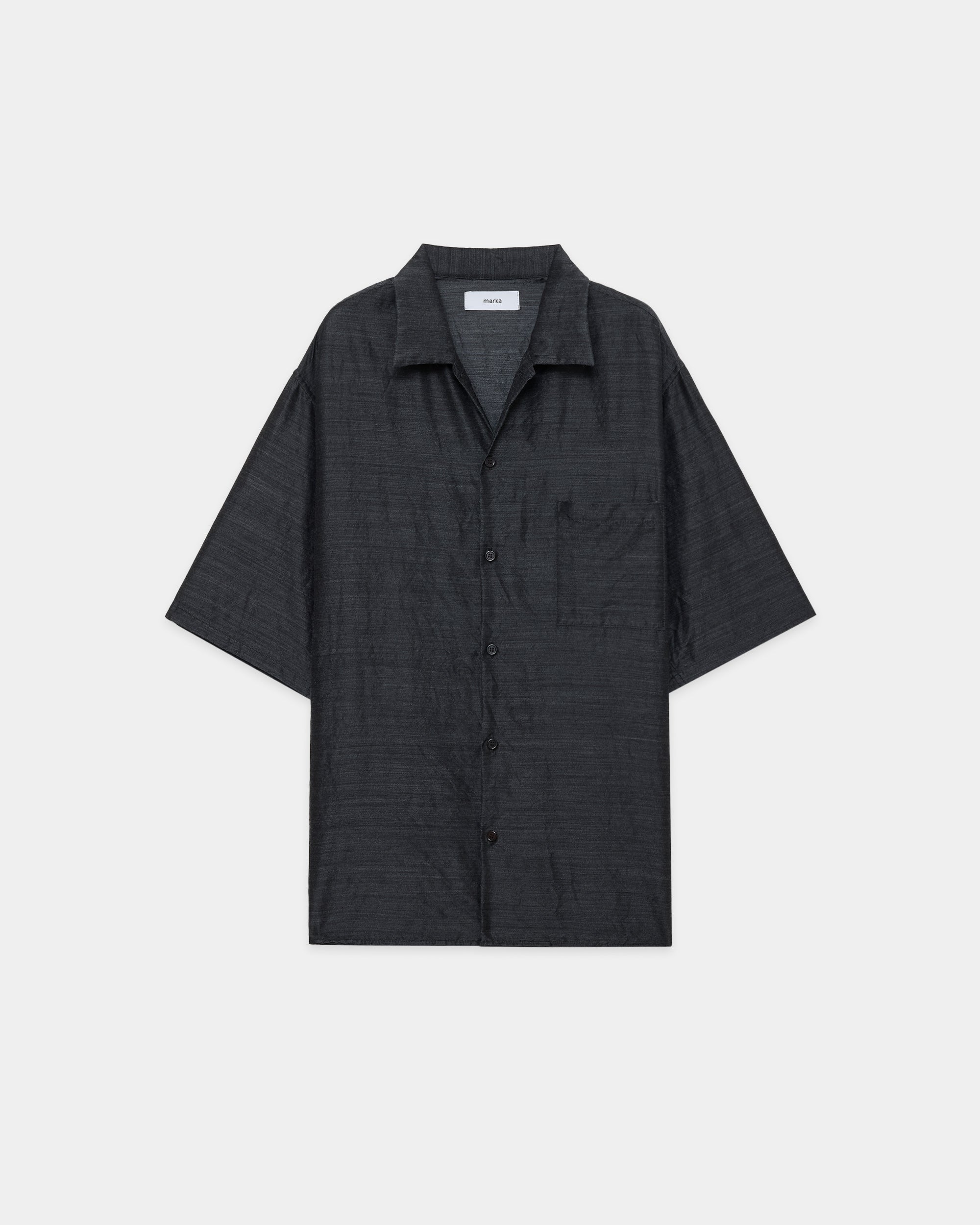 シルクウールフェザーツイル / オープンカラーS/S Shirt, Gray
