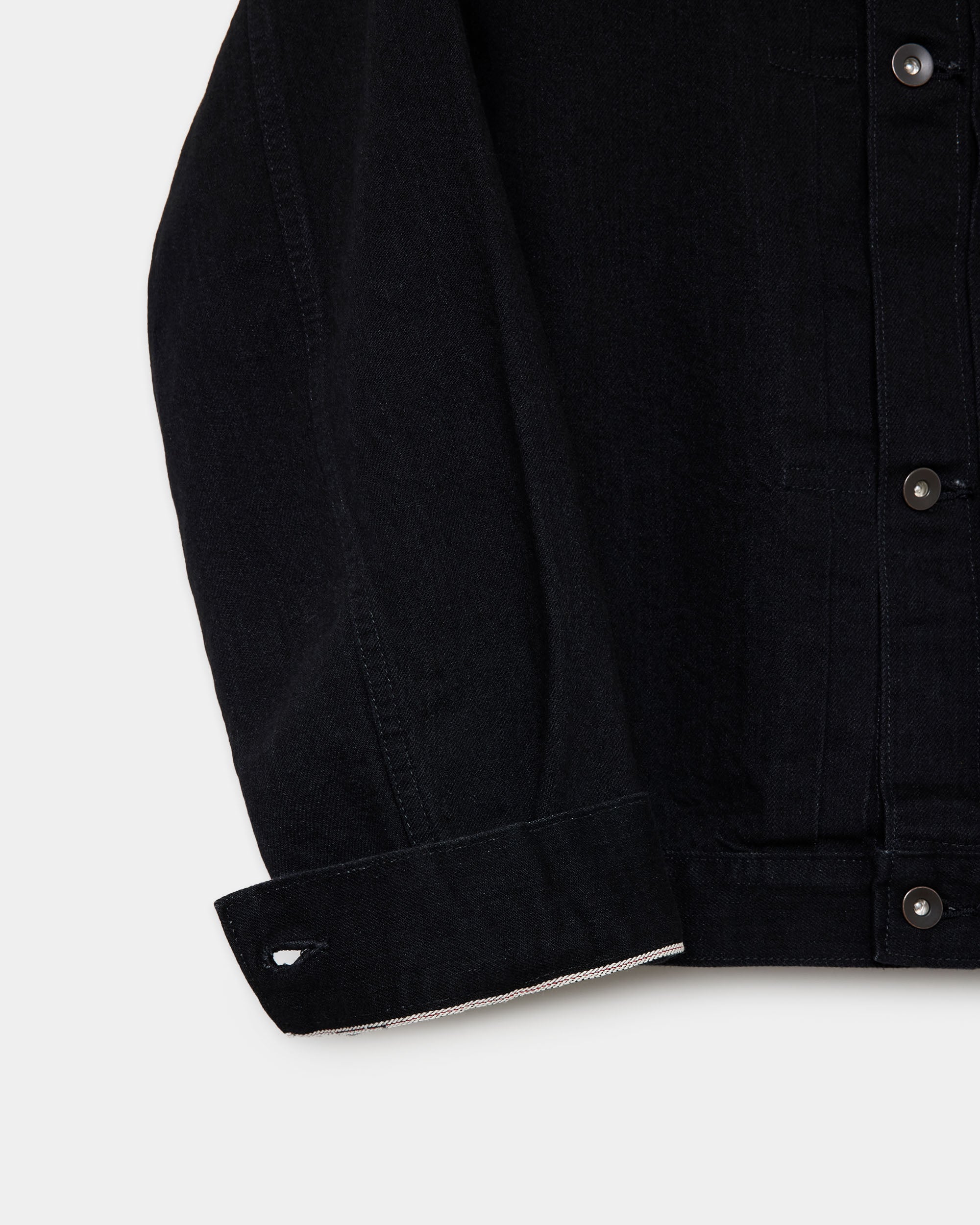 Organic Cotton 13.5oz Selvedge Denim / Type-1 Denim Jacket, Black O.W