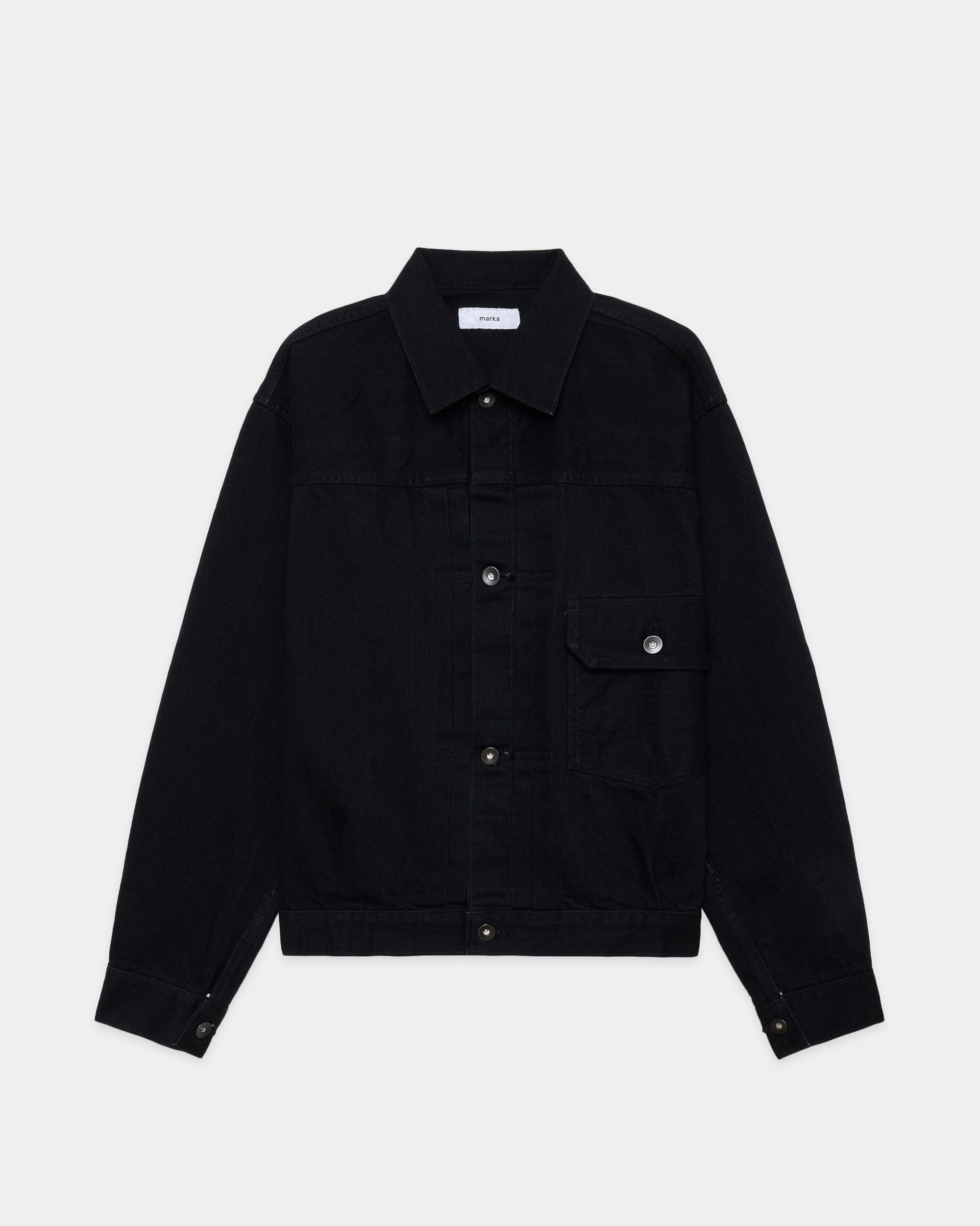 Organic Cotton 13.5oz Selvedge Denim / Type-1 Denim Jacket, Black O.W