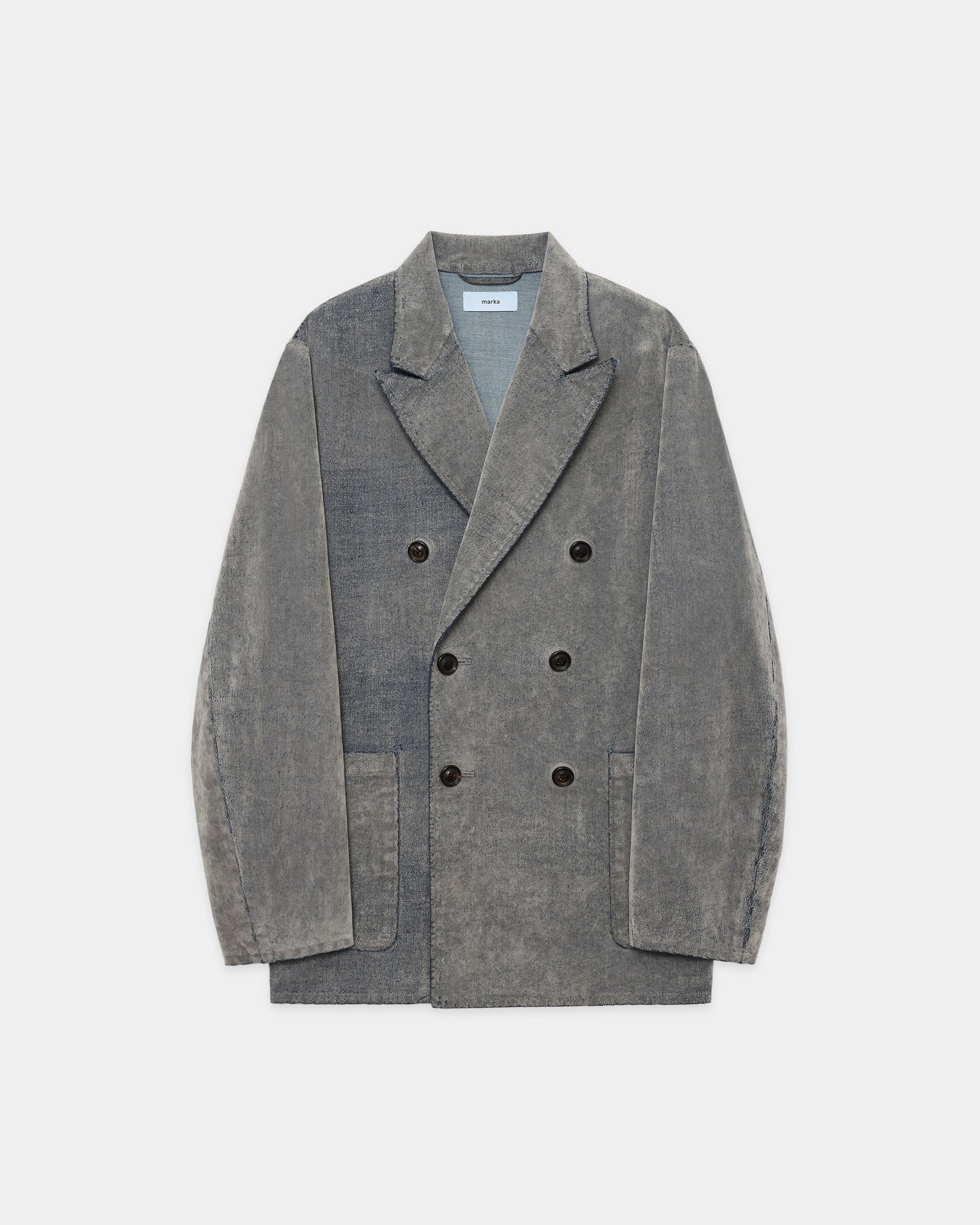 Velvet-Flocked Organic Cotton Denim / Relaxed Fit W.B Jacket, Greige