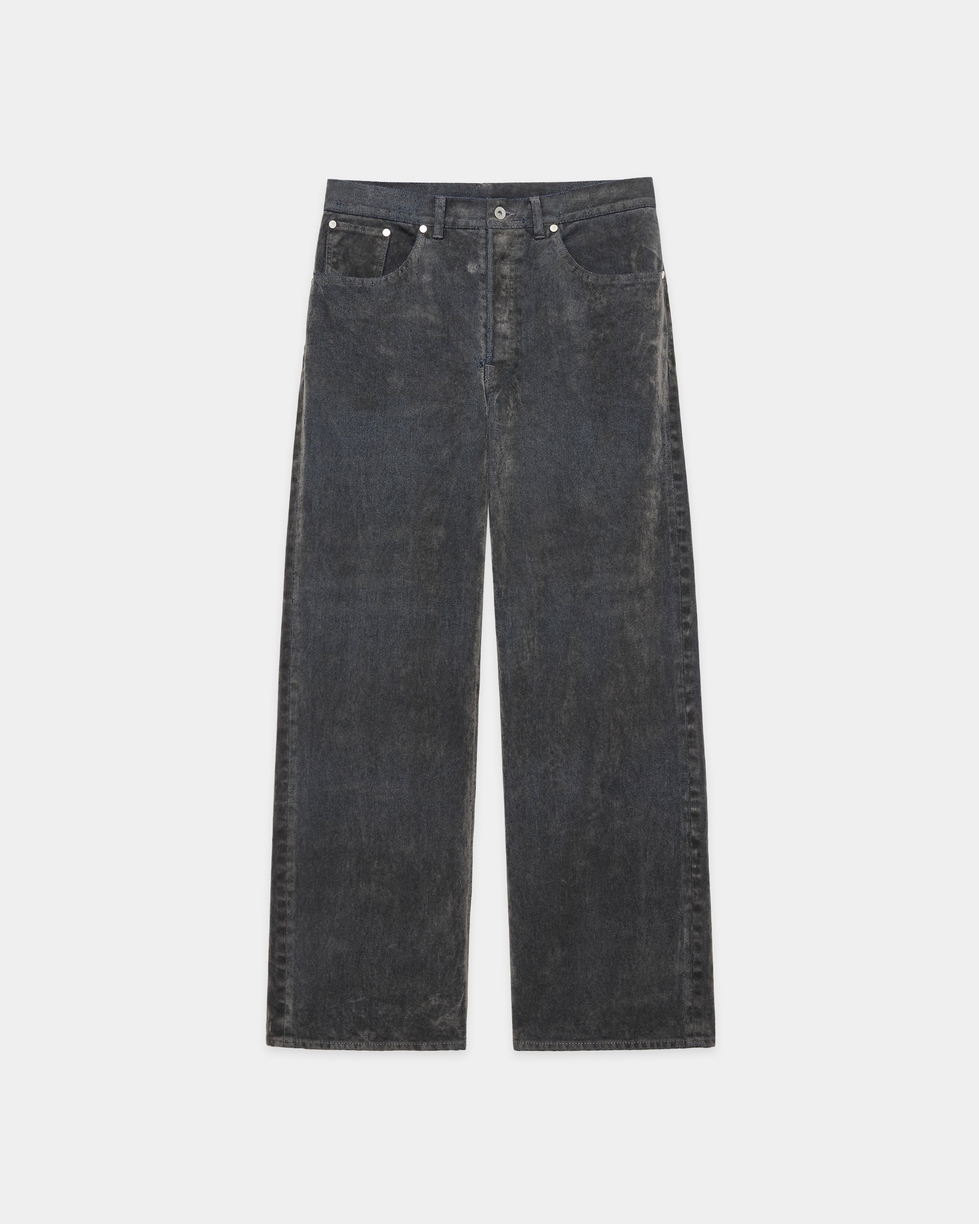 Velvet-Flocked Organic Cotton Denim Cylinder Fit Jeans, Gray
