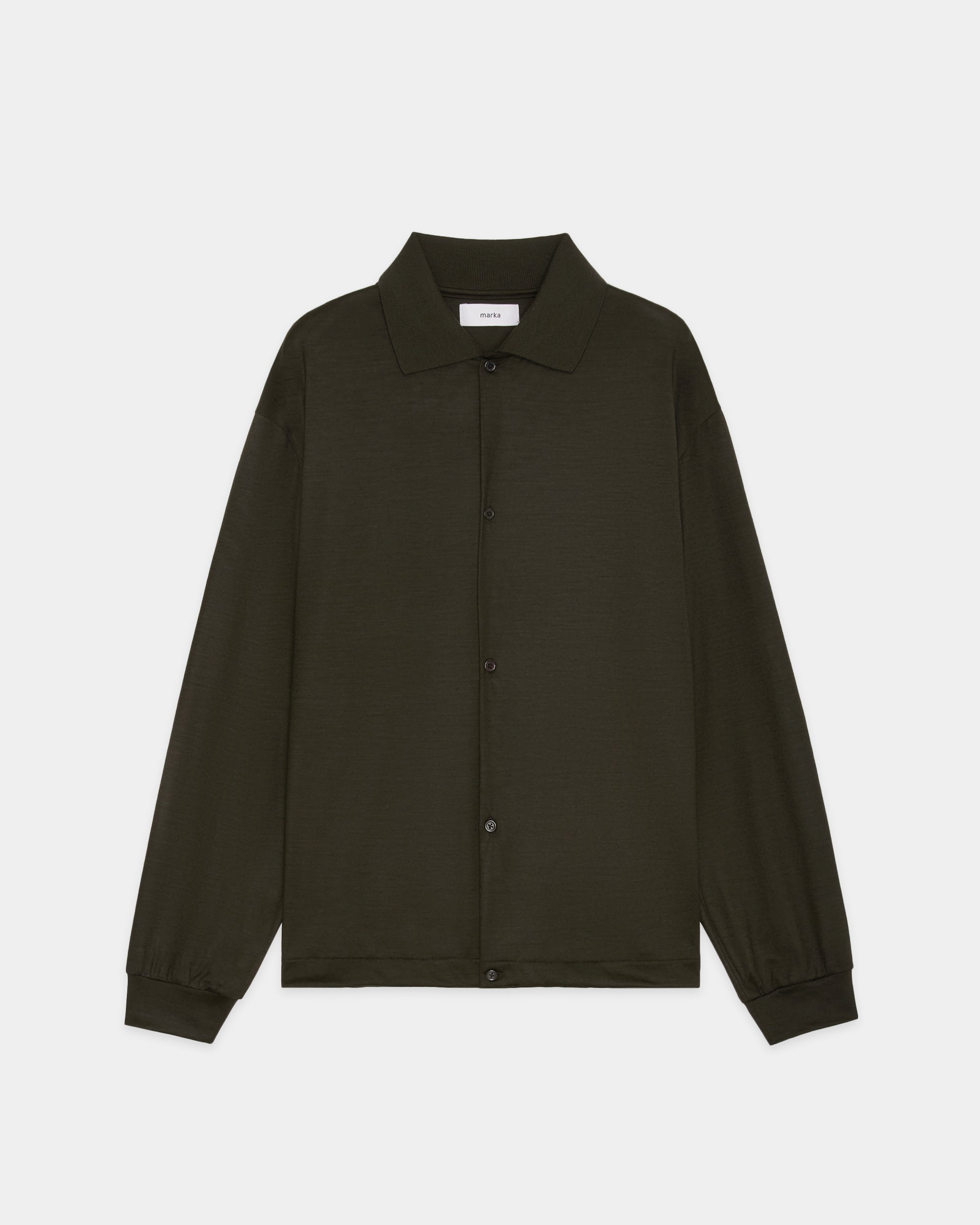 スーパー100s ウォッシャブルウール天竺 / シャツカーディガン, Dark Olive