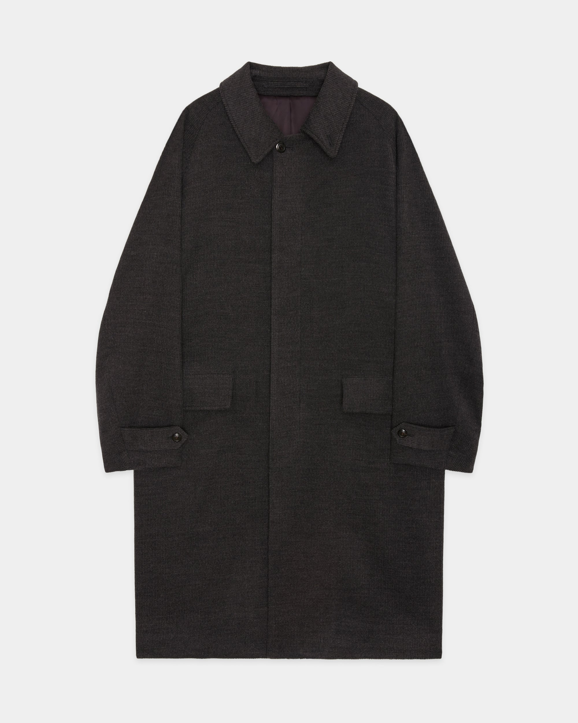 Super 120s Wool Corduroy / Raglan Sleeves Coat, Top Gray