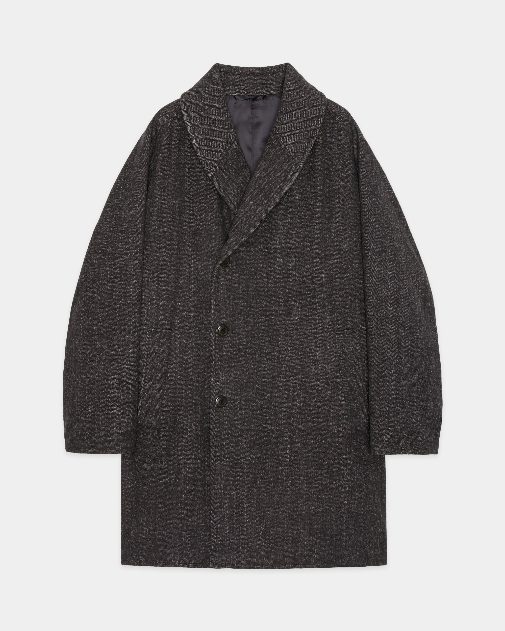 ヘビーシルクフランネル /  ショールカラーコート, Herringbone