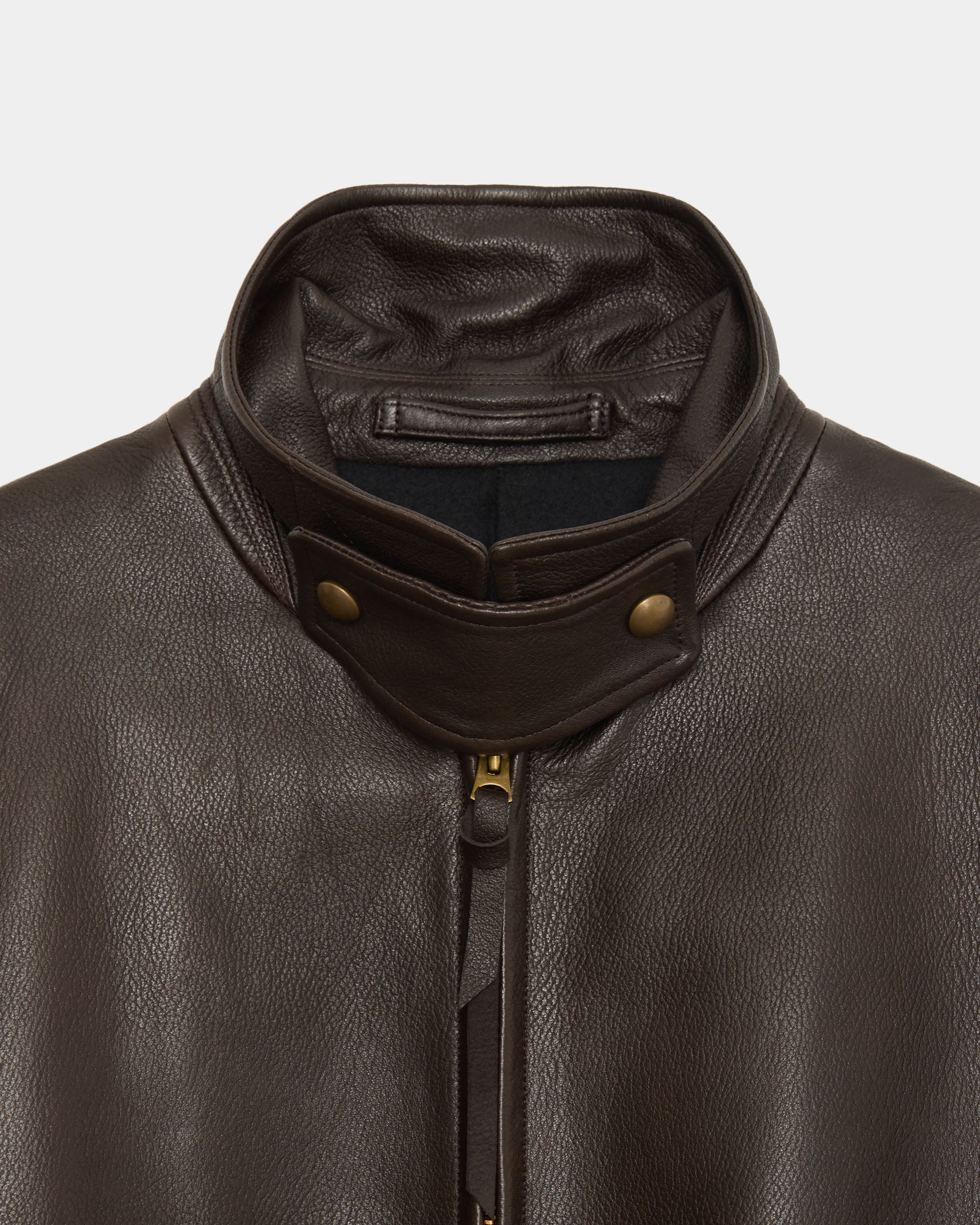 ぺブルシープスキン / レザージップカーコート, Brown
