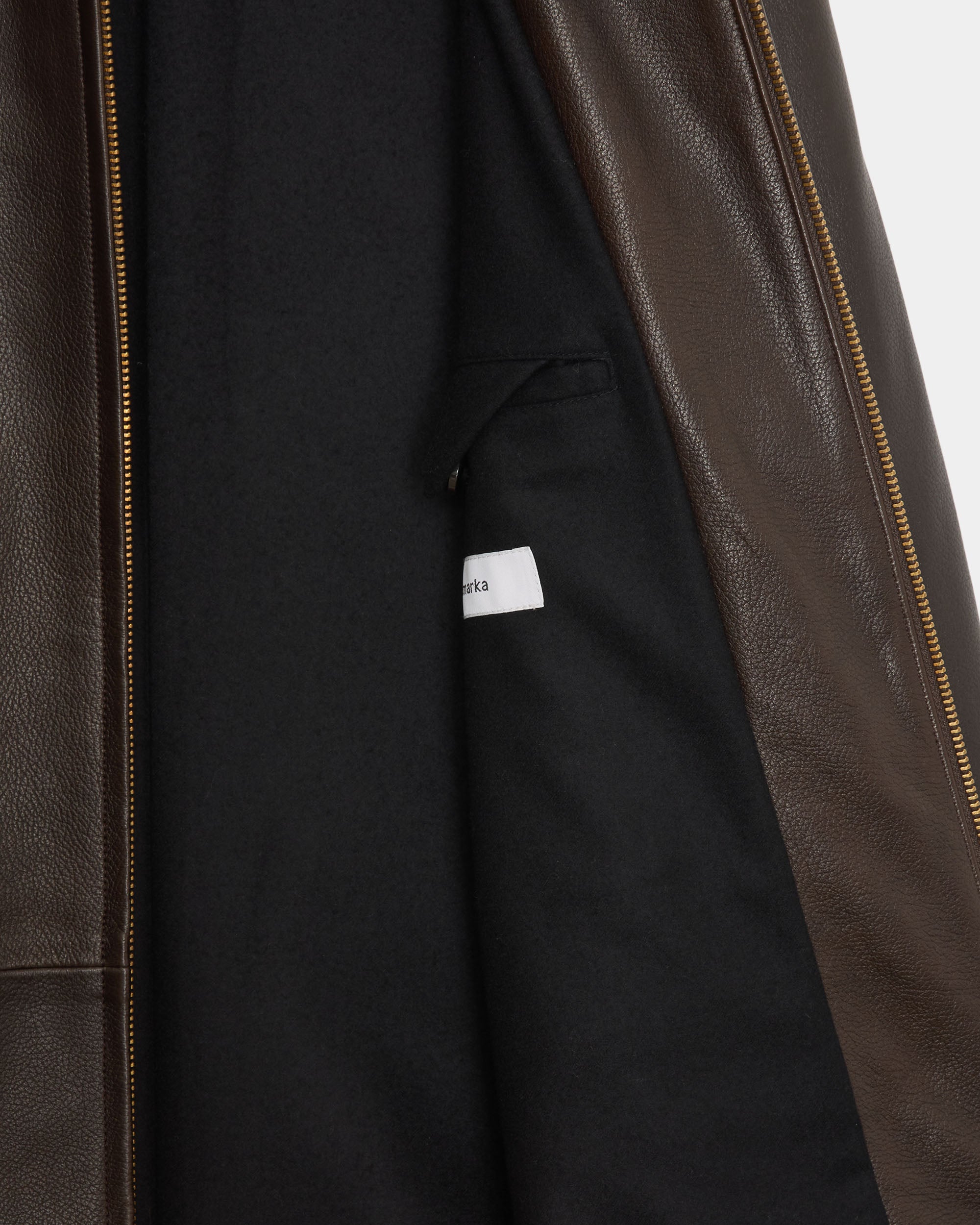 ぺブルシープスキン / レザージップカーコート, Brown