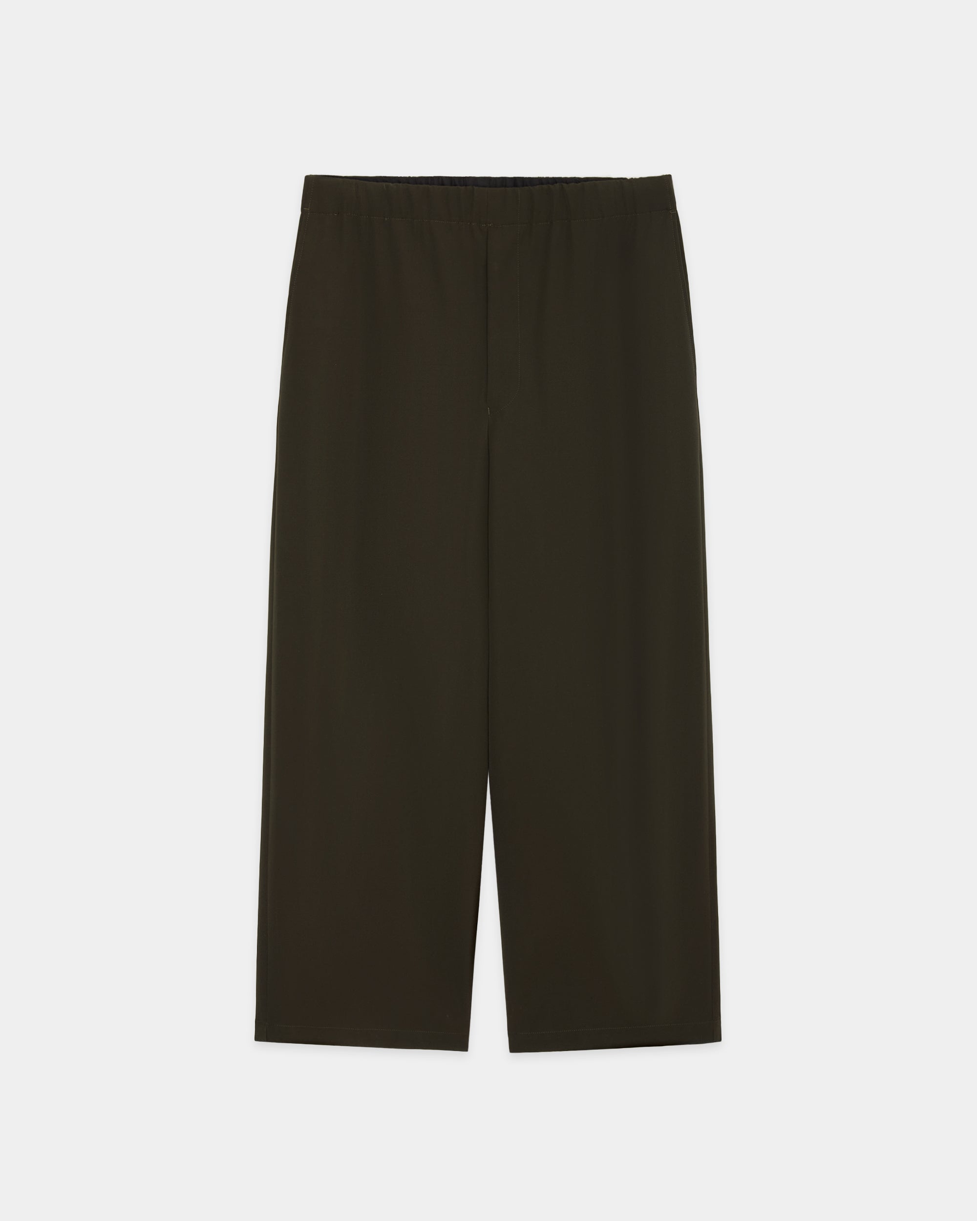 Wool Gabardine Washer Tumbler / Wide Cylinder Fit Easy Pants, Dark Olive