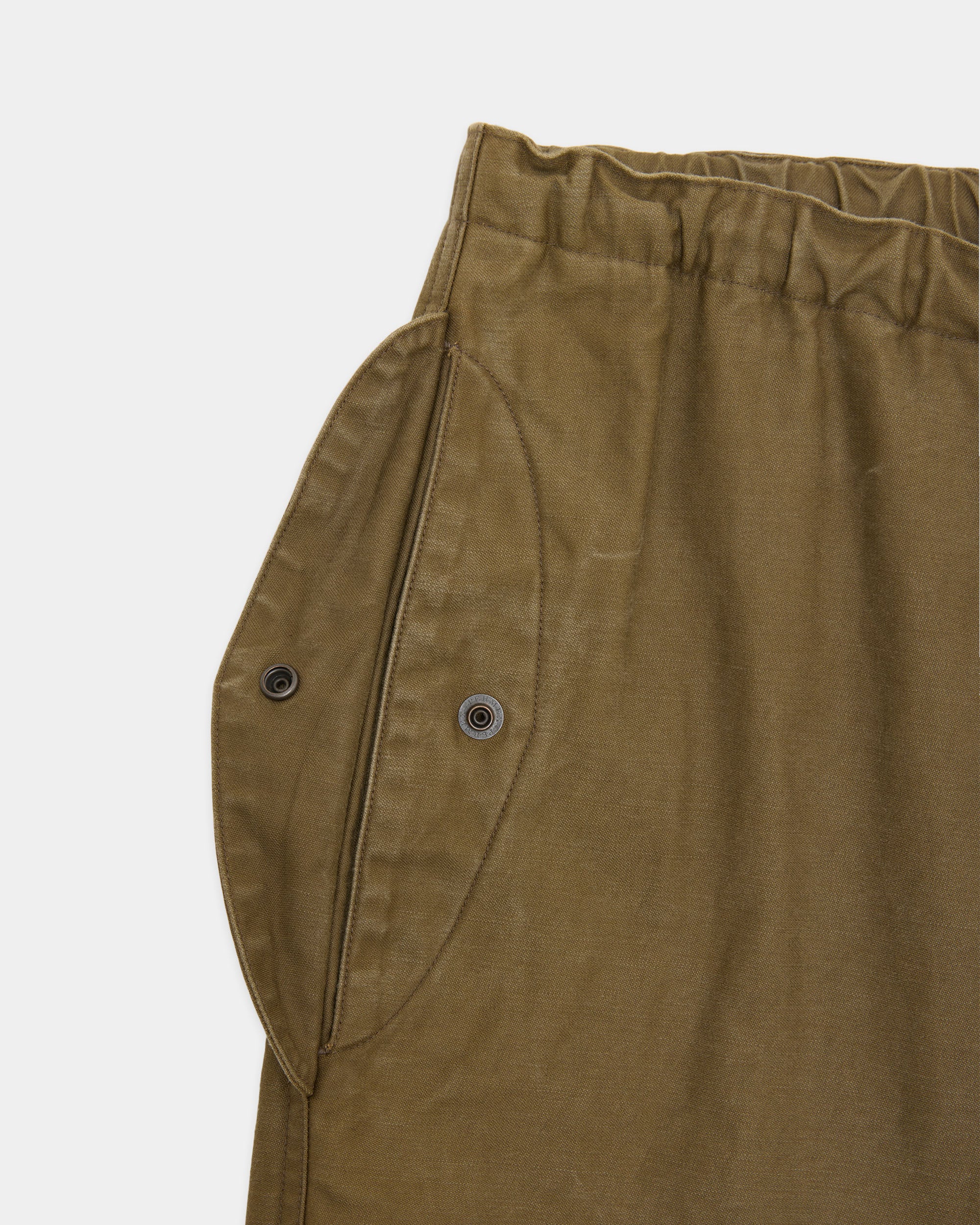 Organic Cotton Back Satin / Wide Over Pants, Olive