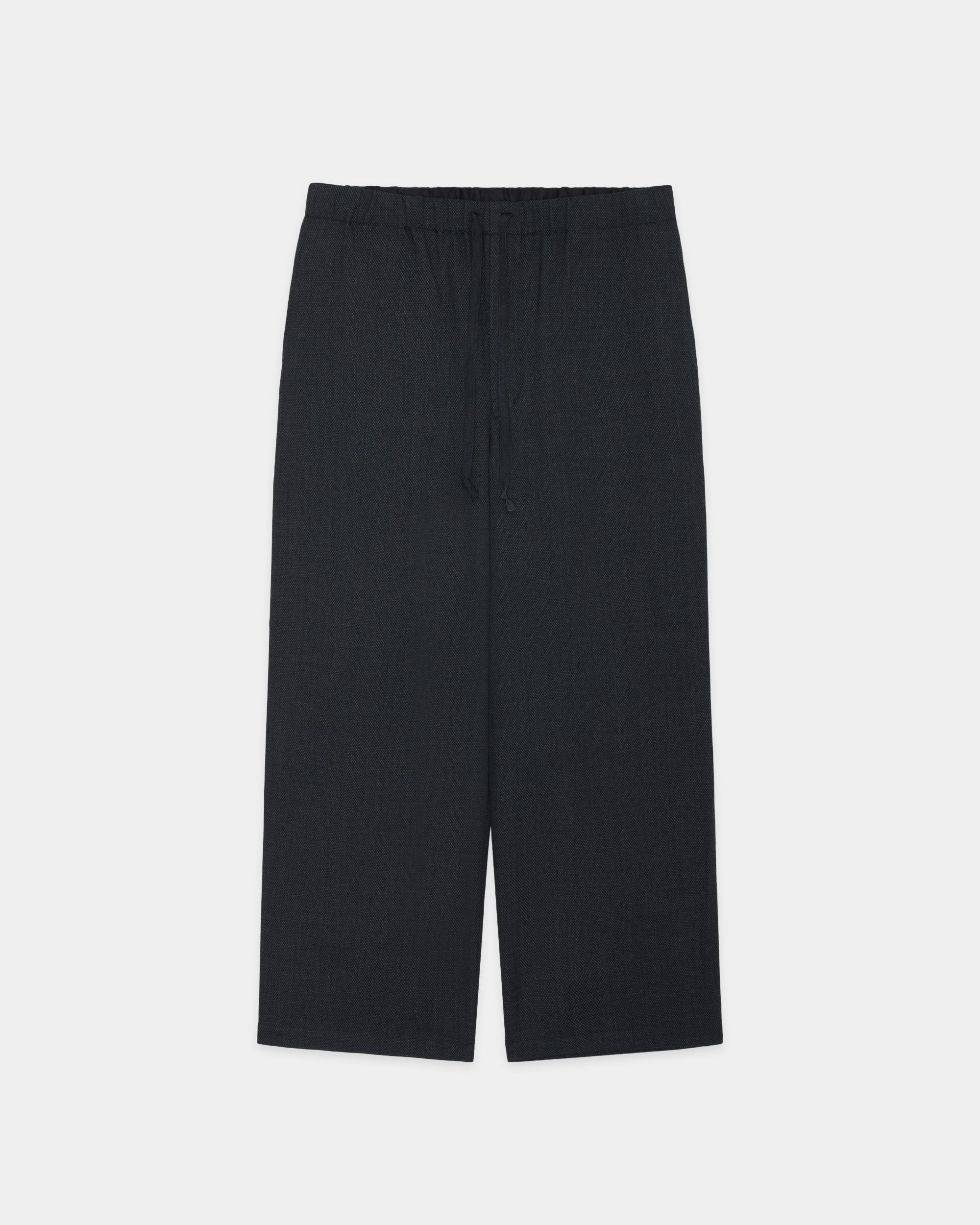 【PARKING Exclusive】Tumbled Wool Serge / Wide Cylinder Fit Easy Pants, Gray Bird’s-Eye