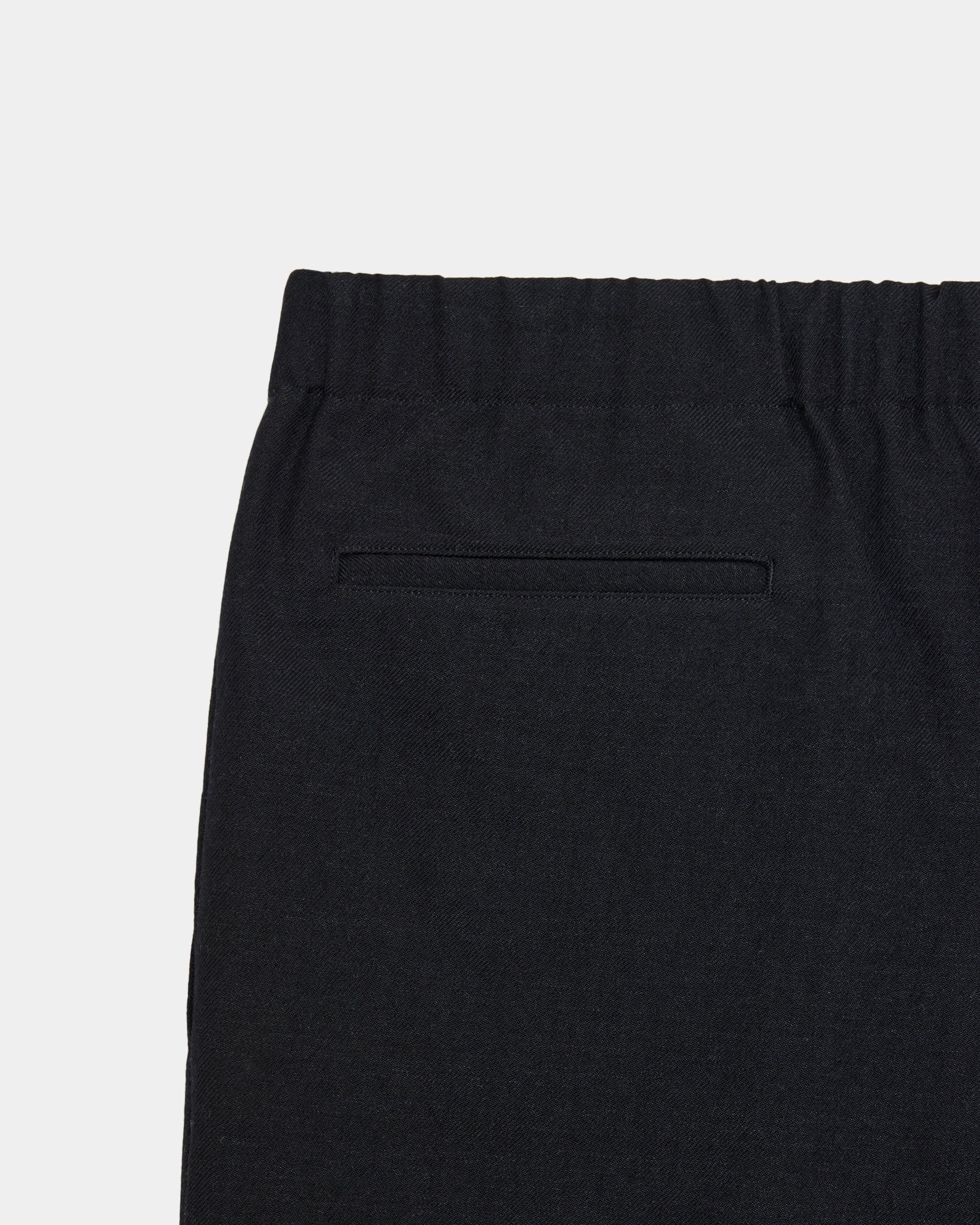 【PARKING Exclusive】Tumbled Wool Serge / Wide Cylinder Fit Easy Pants, Chambray Black