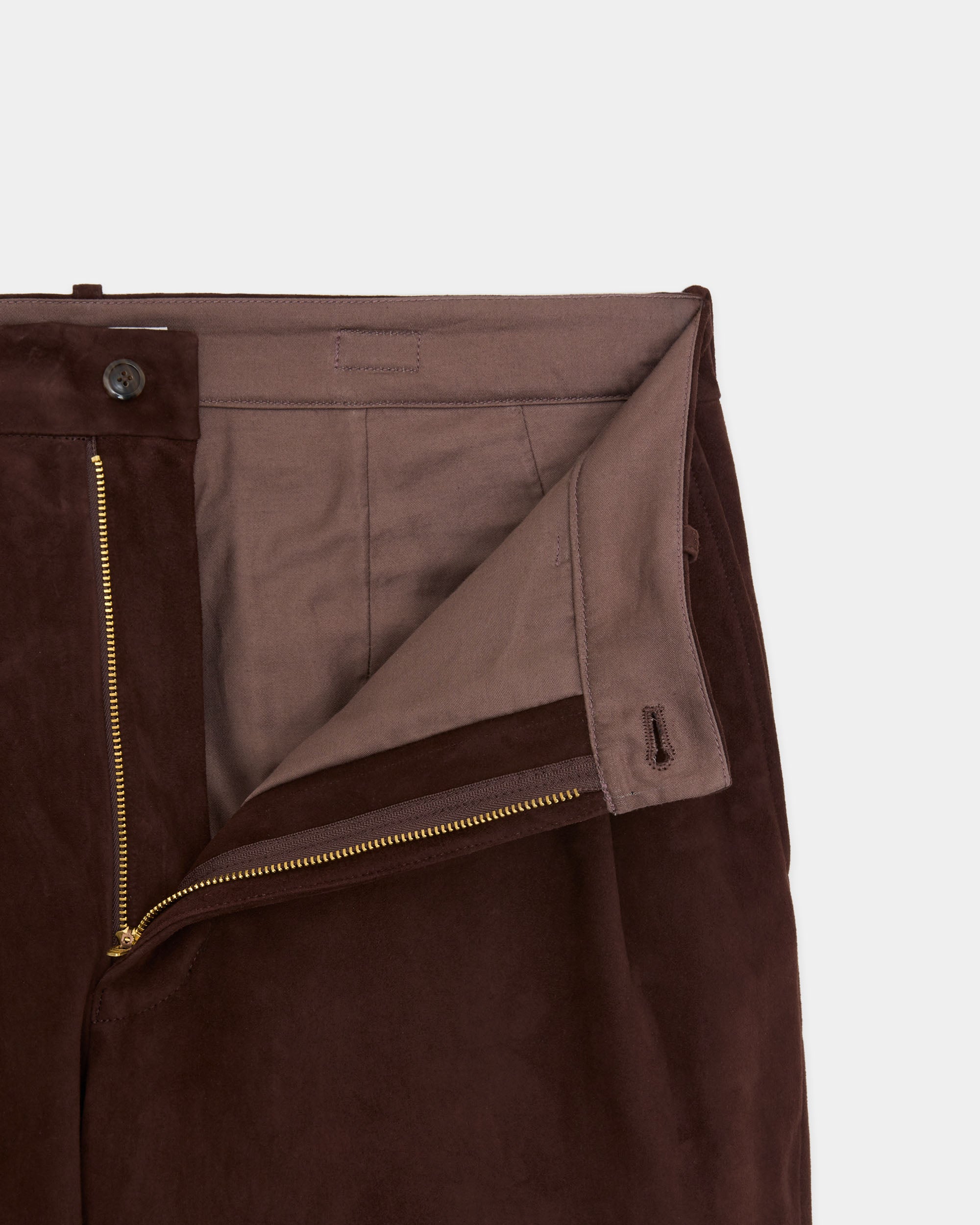 【PARKING Exclusive】Goat Suede / Single Pleat Wide Trousers, Brown