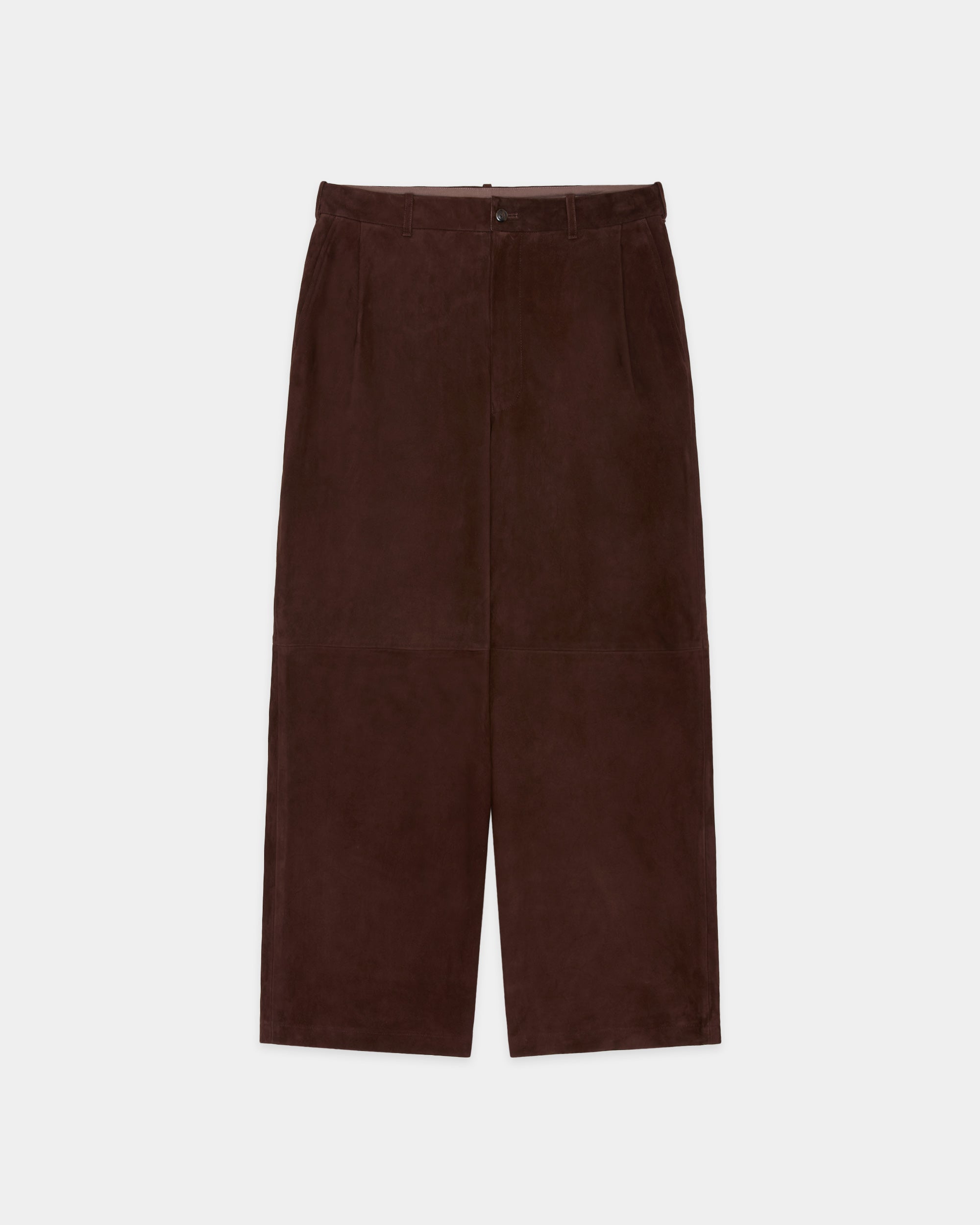 【PARKING Exclusive】Goat Suede / Single Pleat Wide Trousers, Brown