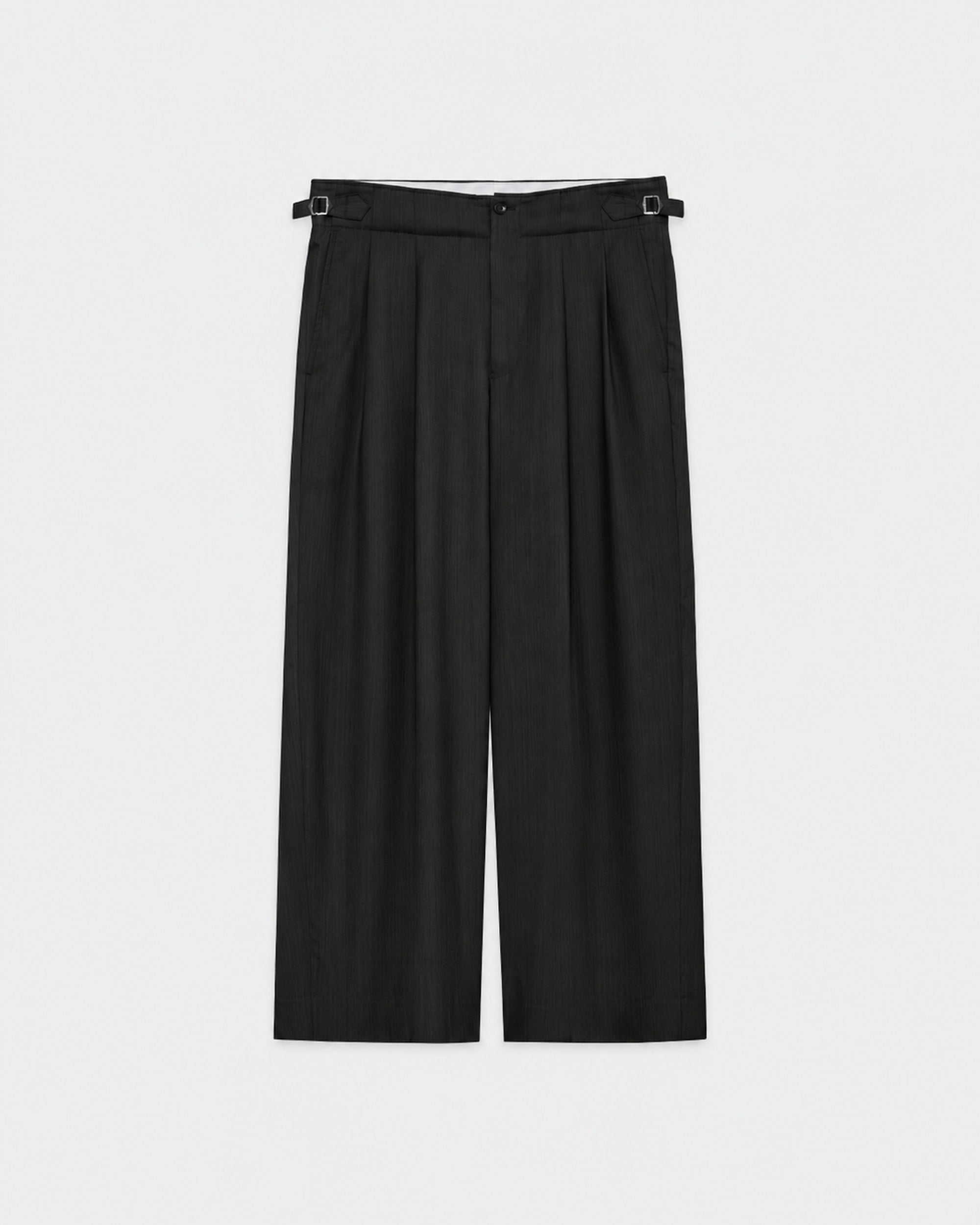 【PARKING Special Order】2/60 Wool Tropical Melange / Double Pleated Military Trousers, Black