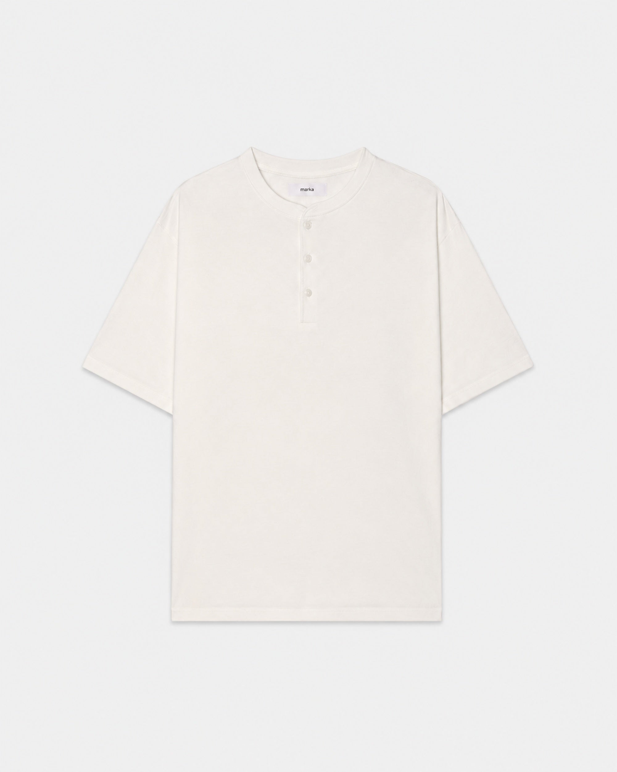 30/1オーガニックコットン空紡天竺 / ヘンリーネックTee, White