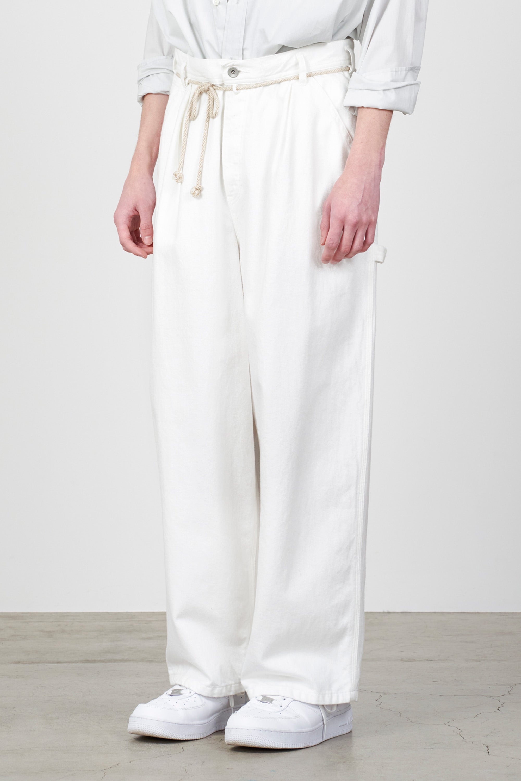 10oz Organic Cotton Denim Tuck Wide Painter Pants, White – MARKAWARE
