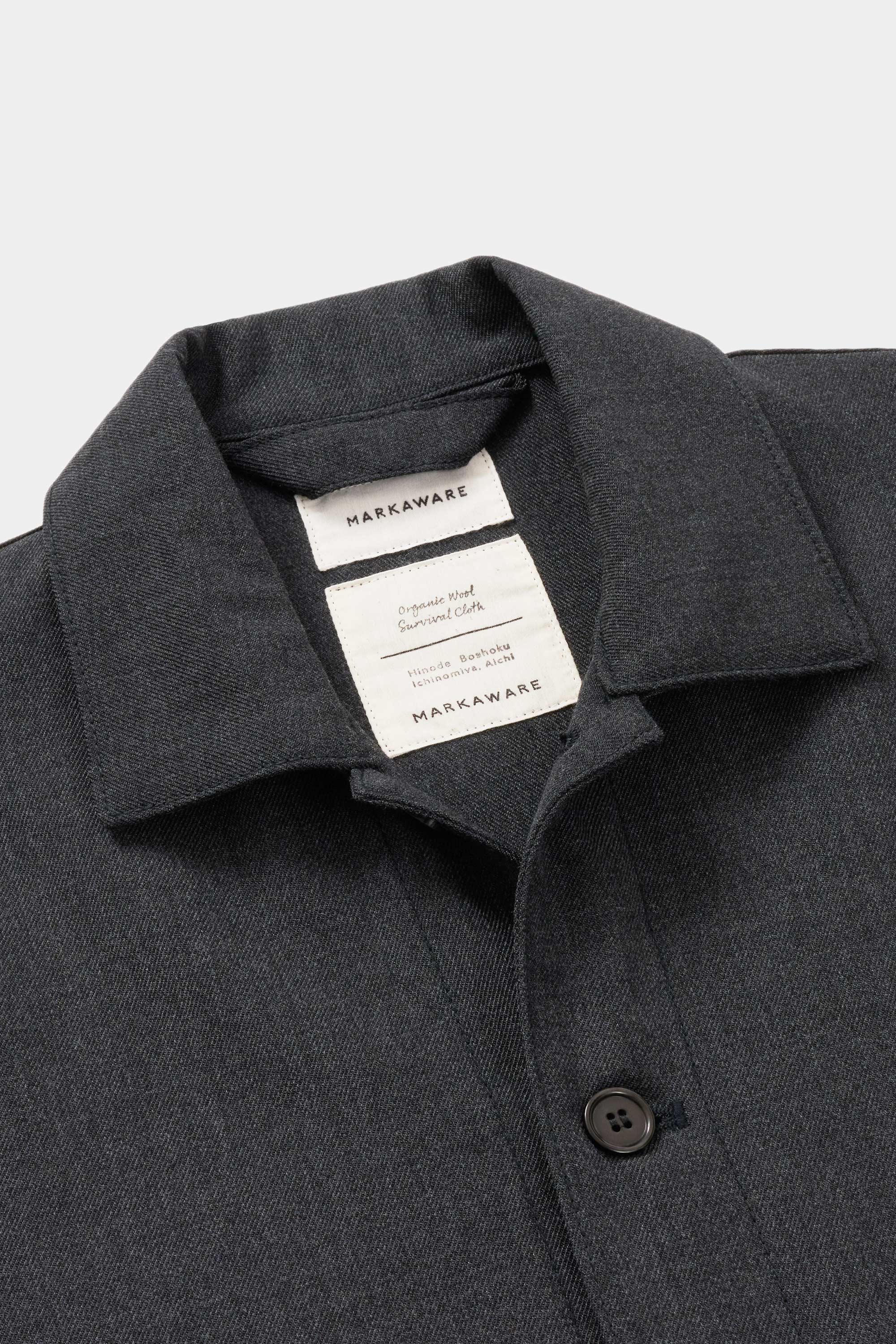 Organic Wool Survival Cloth Work Jacket, Charcoal Gray