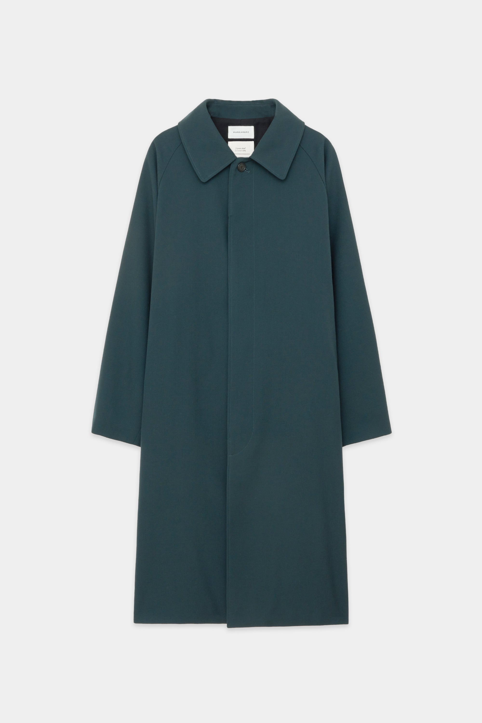 Organic Wool Survival Cloth Raglan Sleeves Minimalist Coat, Dark Green