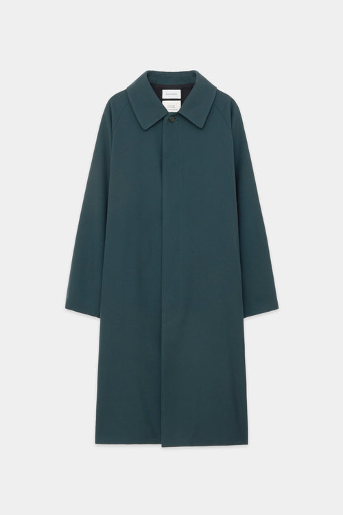 Organic Wool Survival Cloth Raglan Sleeves Minimalist Coat, Dark Green