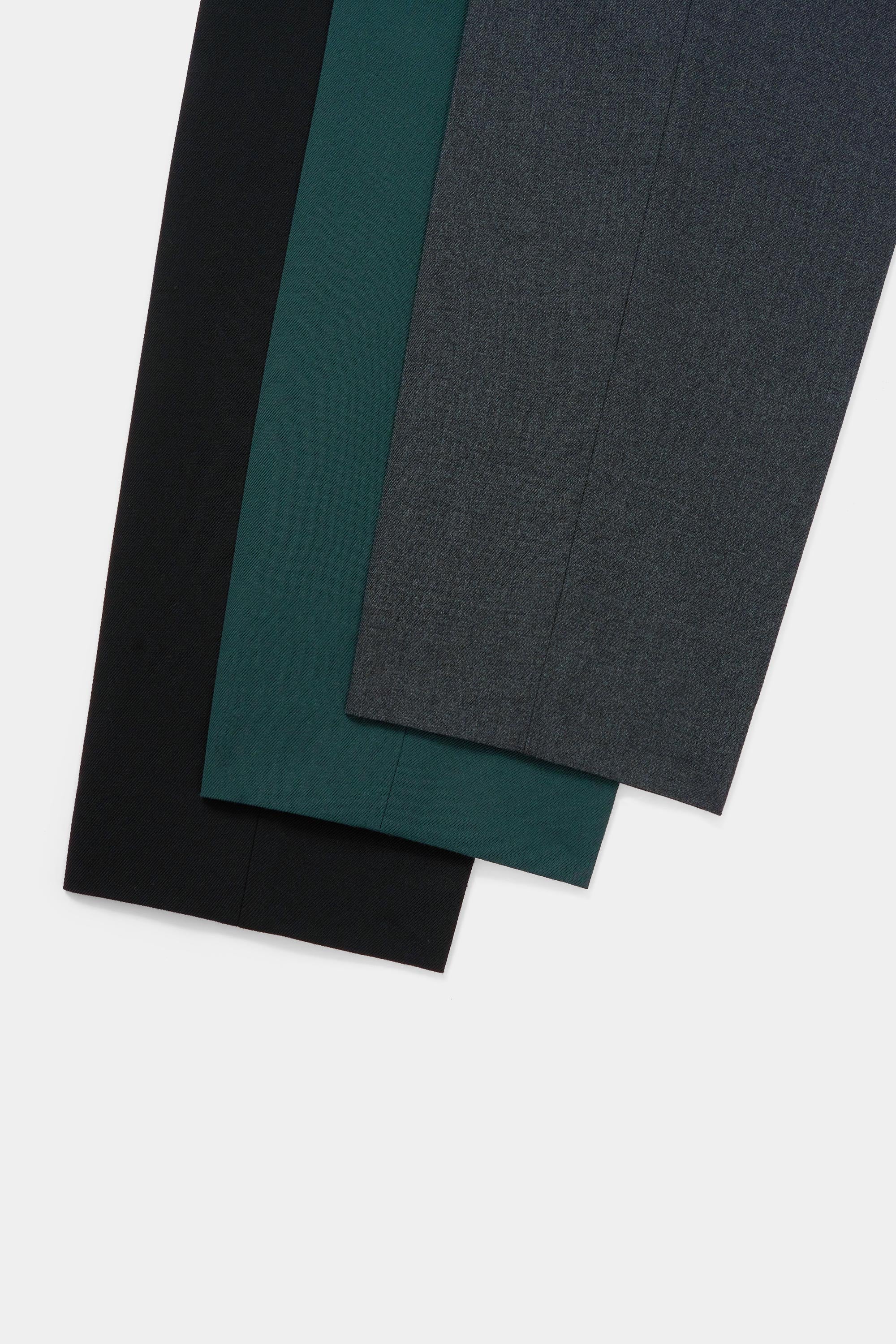 Organic Wool Survival Cloth Pleated Front Pegtop, Dark Green