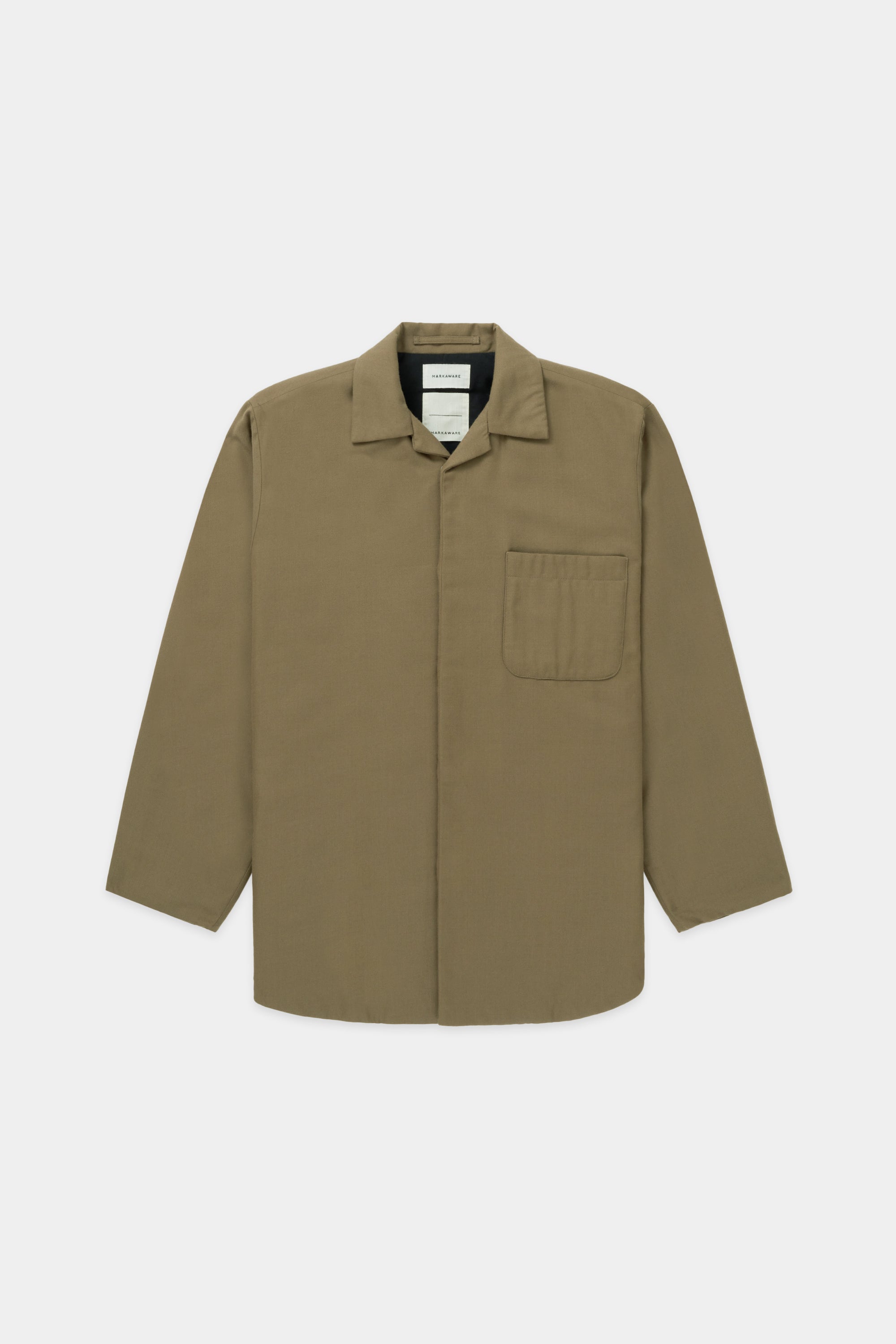 オーガニックコットンxオーガニックウールツイル パフシャツジャケット, Khaki