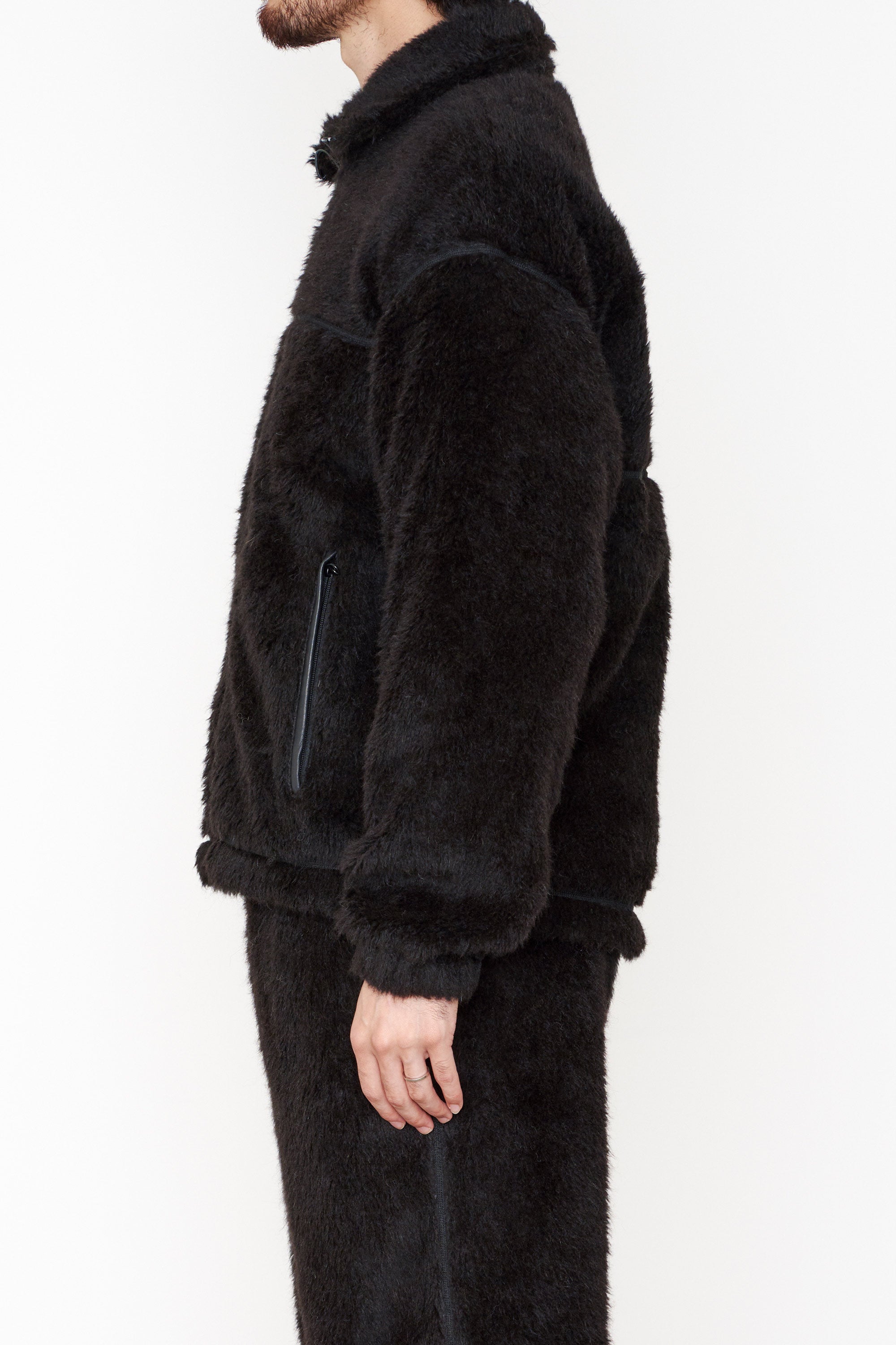 Natural Color Alpaca Fleece Sports Cardigan, Natural Black