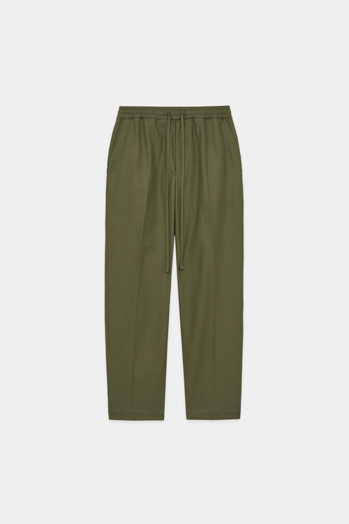 Organic Cotton Dry Twill Flat Front Easy Pants, Olive