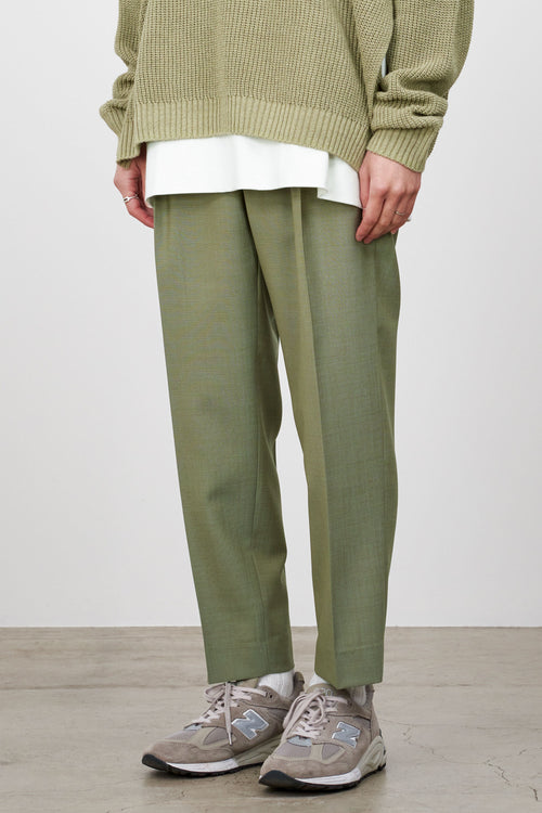 Organic Wool Tropical Pegtop Trousers, Olive