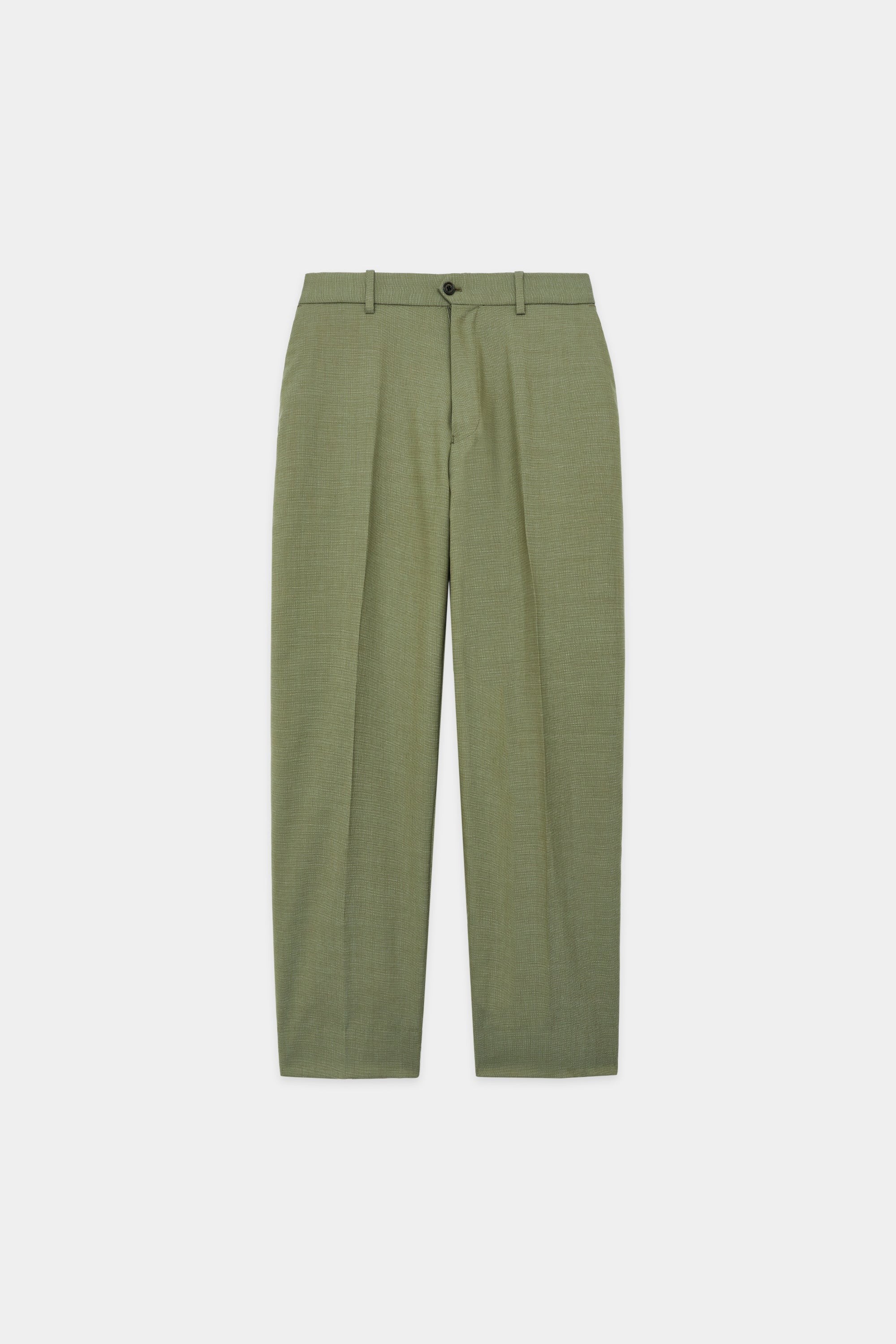 Organic Wool Tropical Flat Front Trousers, Olive