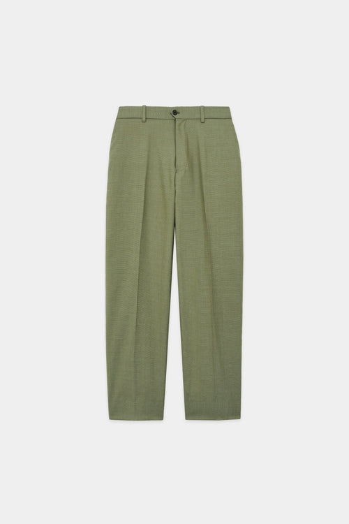 Organic Wool Tropical Flat Front Trousers, Olive