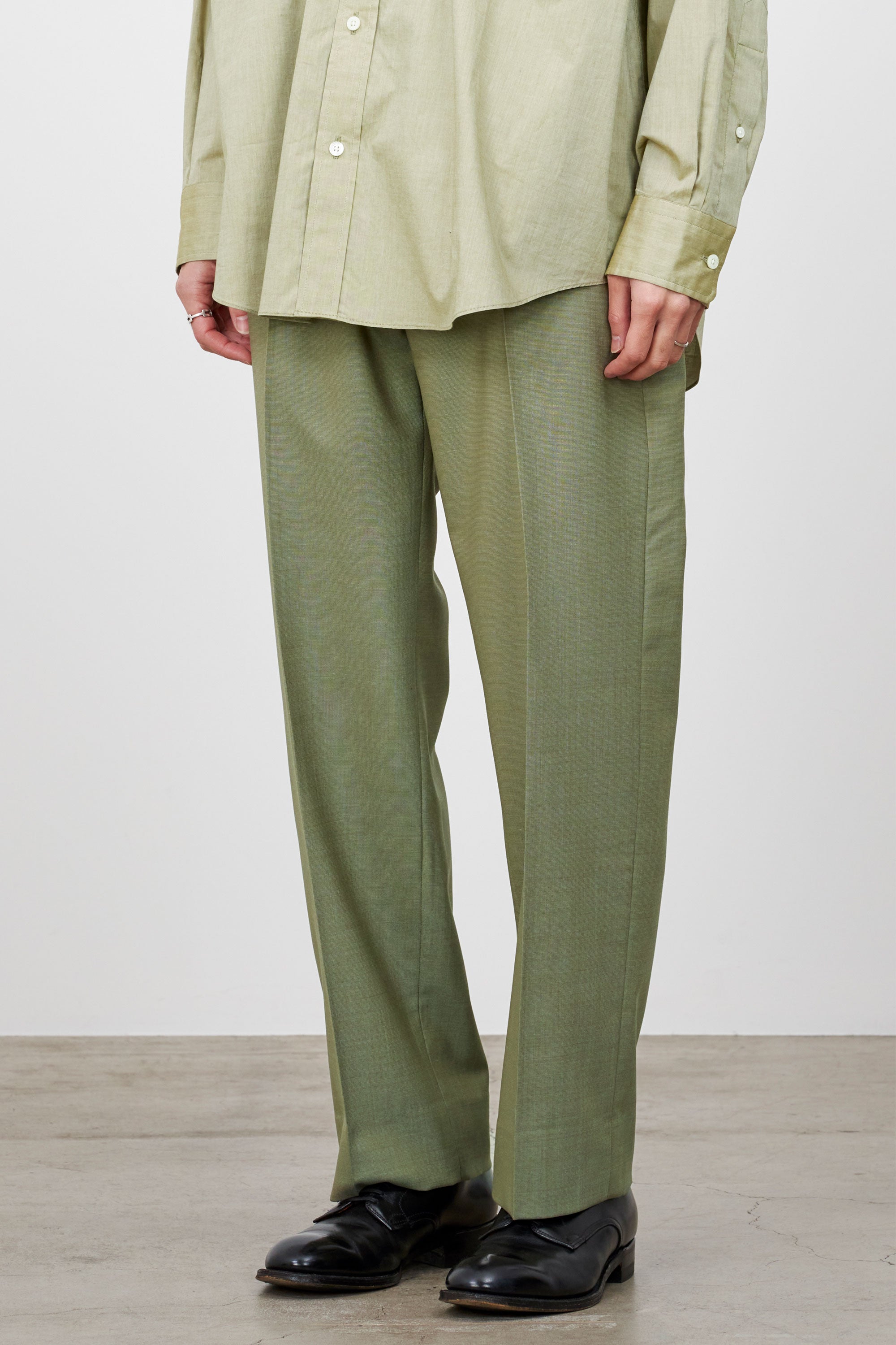 Organic Wool Tropical Flat Front Trousers, Olive – MARKAWARE
