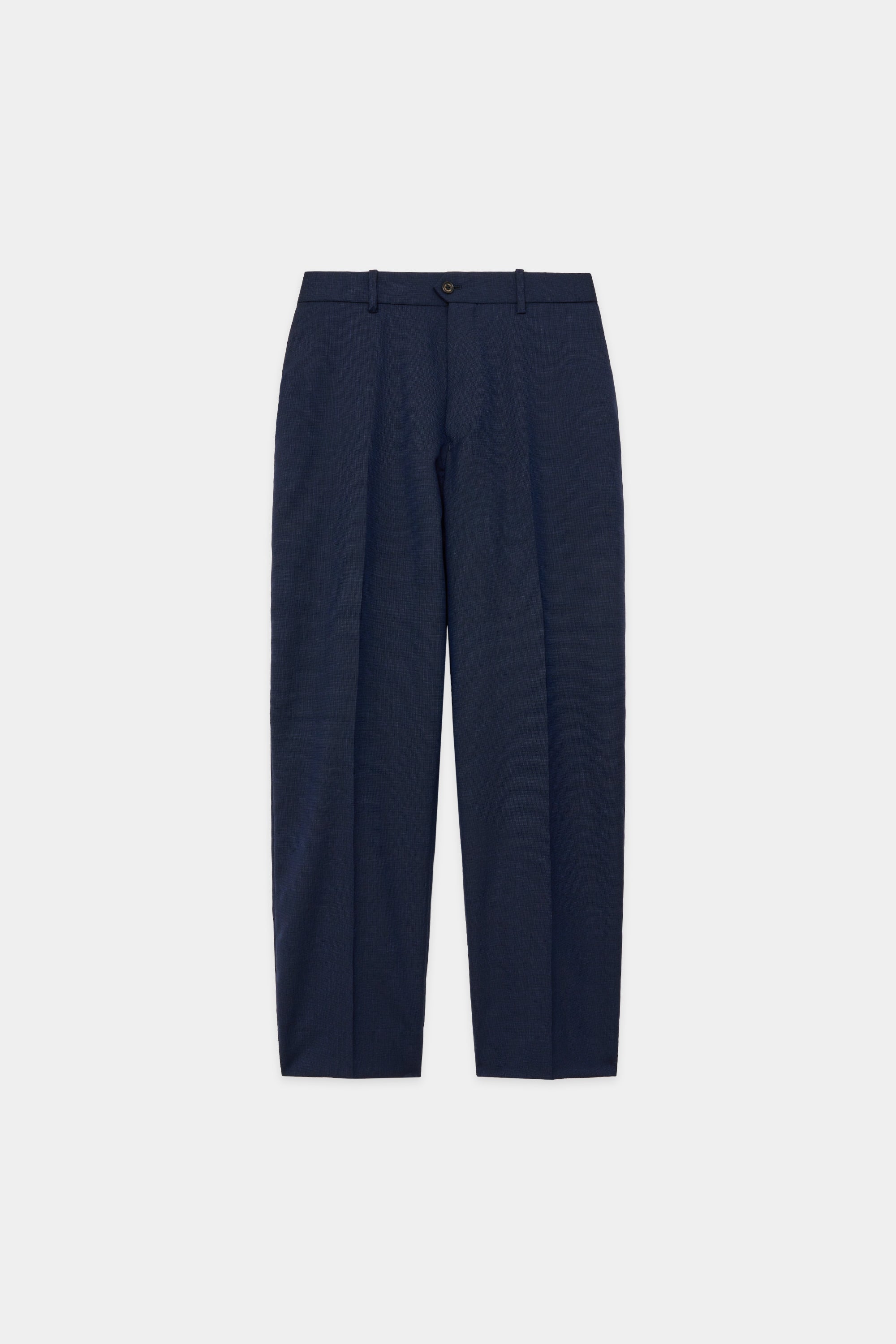 Organic Wool Tropical Flat Front Trousers, Navy