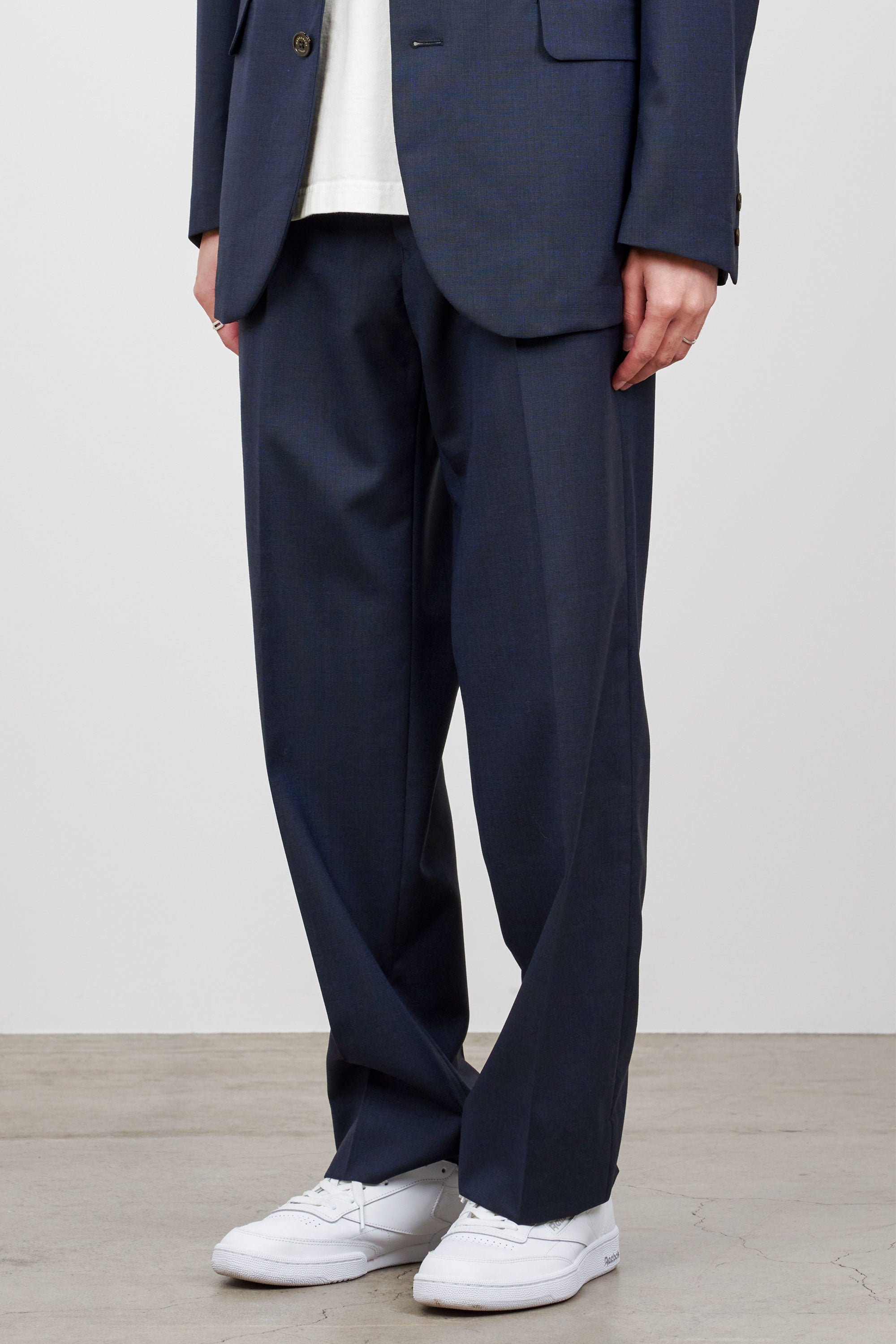 Organic Wool Tropical Flat Front Trousers, Navy – MARKAWARE