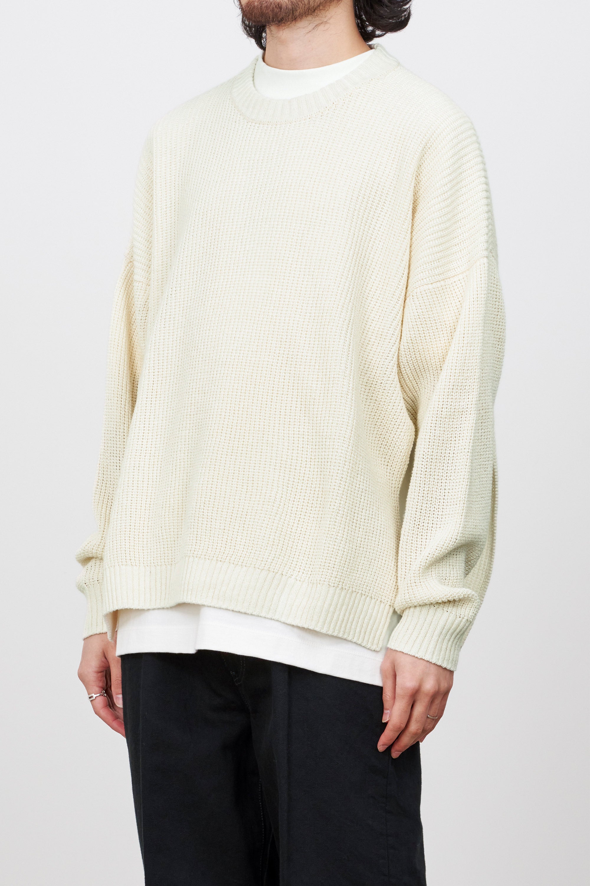 Organic Cotton X Hemp X Paper Yarn Mock Neck Pull Over, Ecru