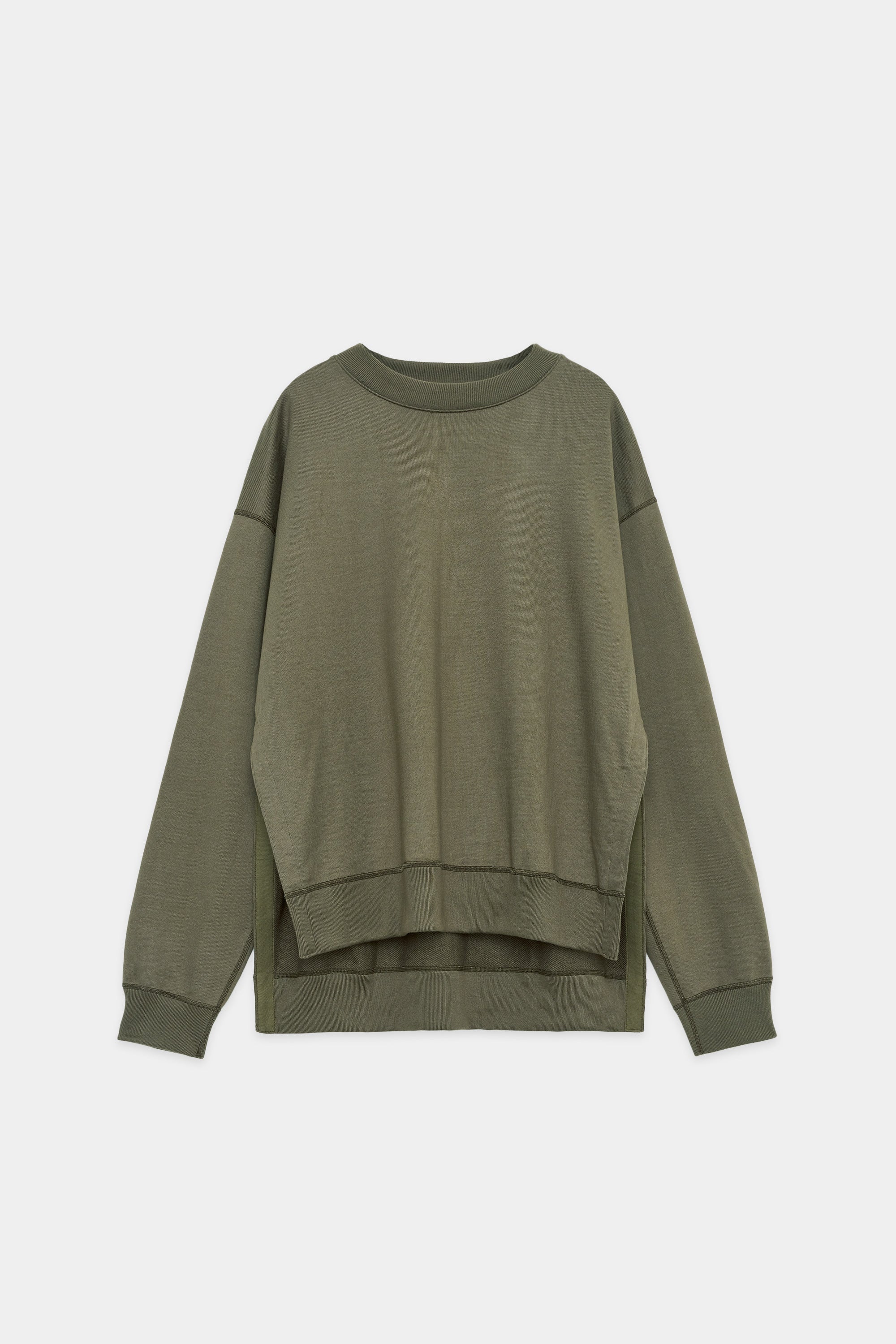 オーガニックコットンヘビー吊裏毛 スリットスウェット, Olive Drab