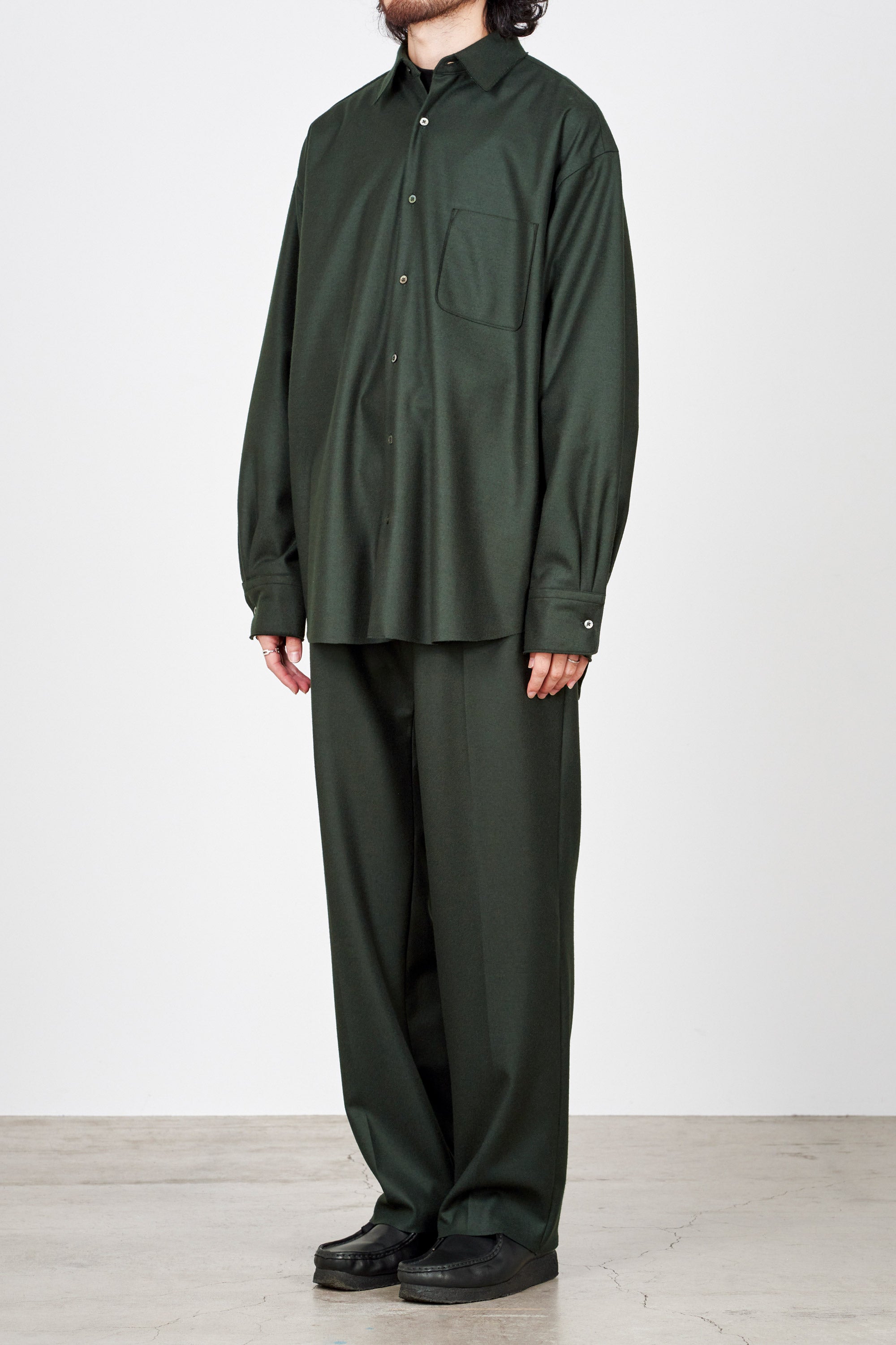 オーガニックウールサーキュラーフランネル  コンフォートフィットシャツ, Dark Turquoise