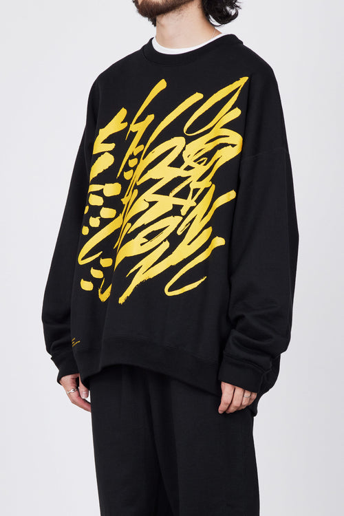 オーガニックコットン ヘビー 吊裏毛 ヒュージ スウェット "MILES", Black