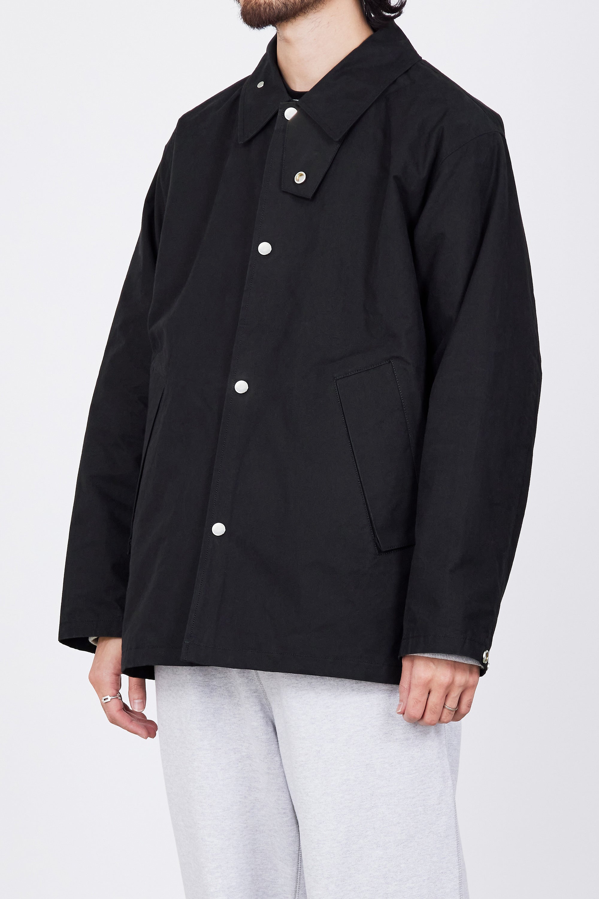 ORGANIC COTTON ALL WEATHER CLOTH TRAVELER COAT, Black
