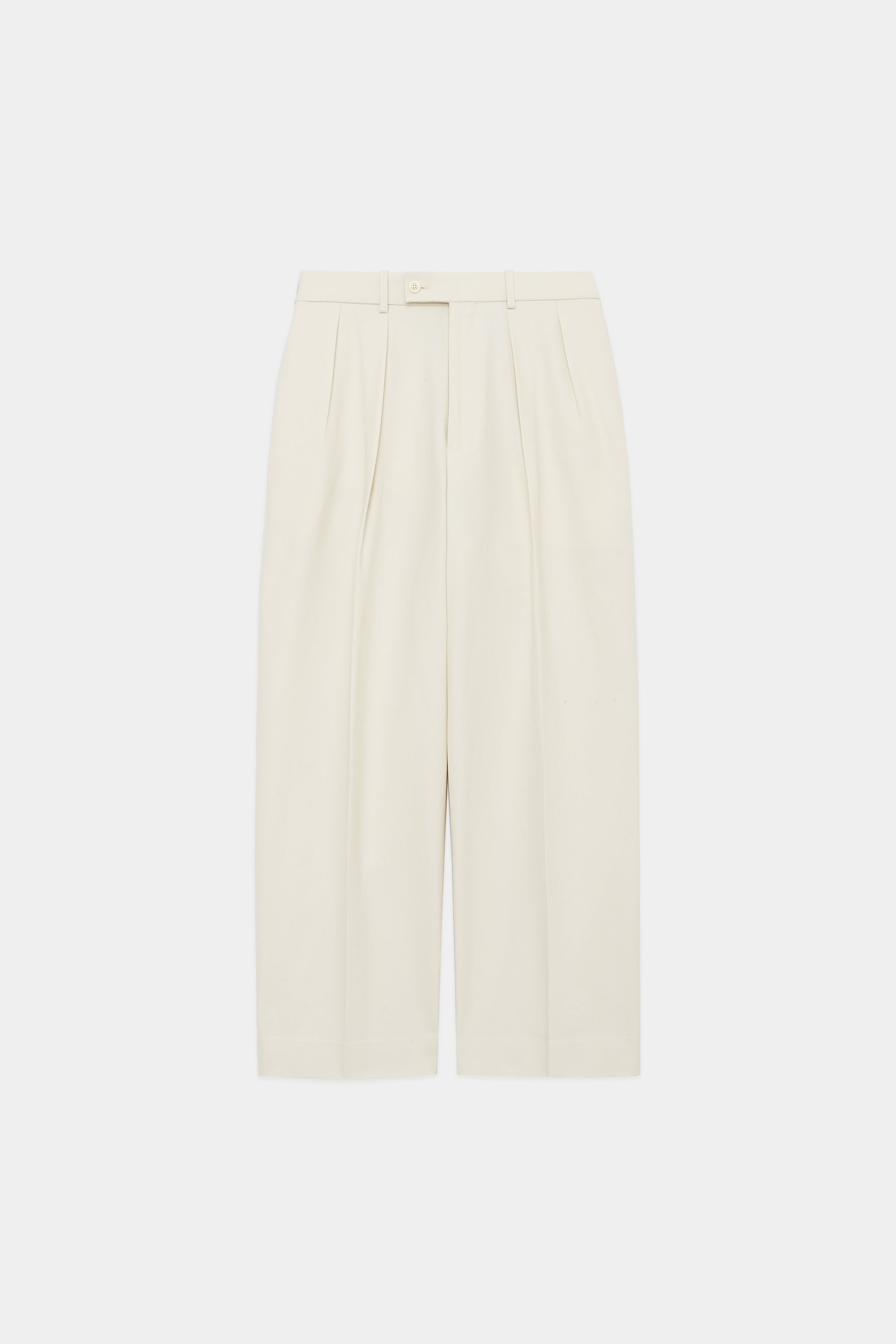 ORGANIC COTTON SURVIVAL CLOTH DOUBLE PLEATED TROUSERS, White